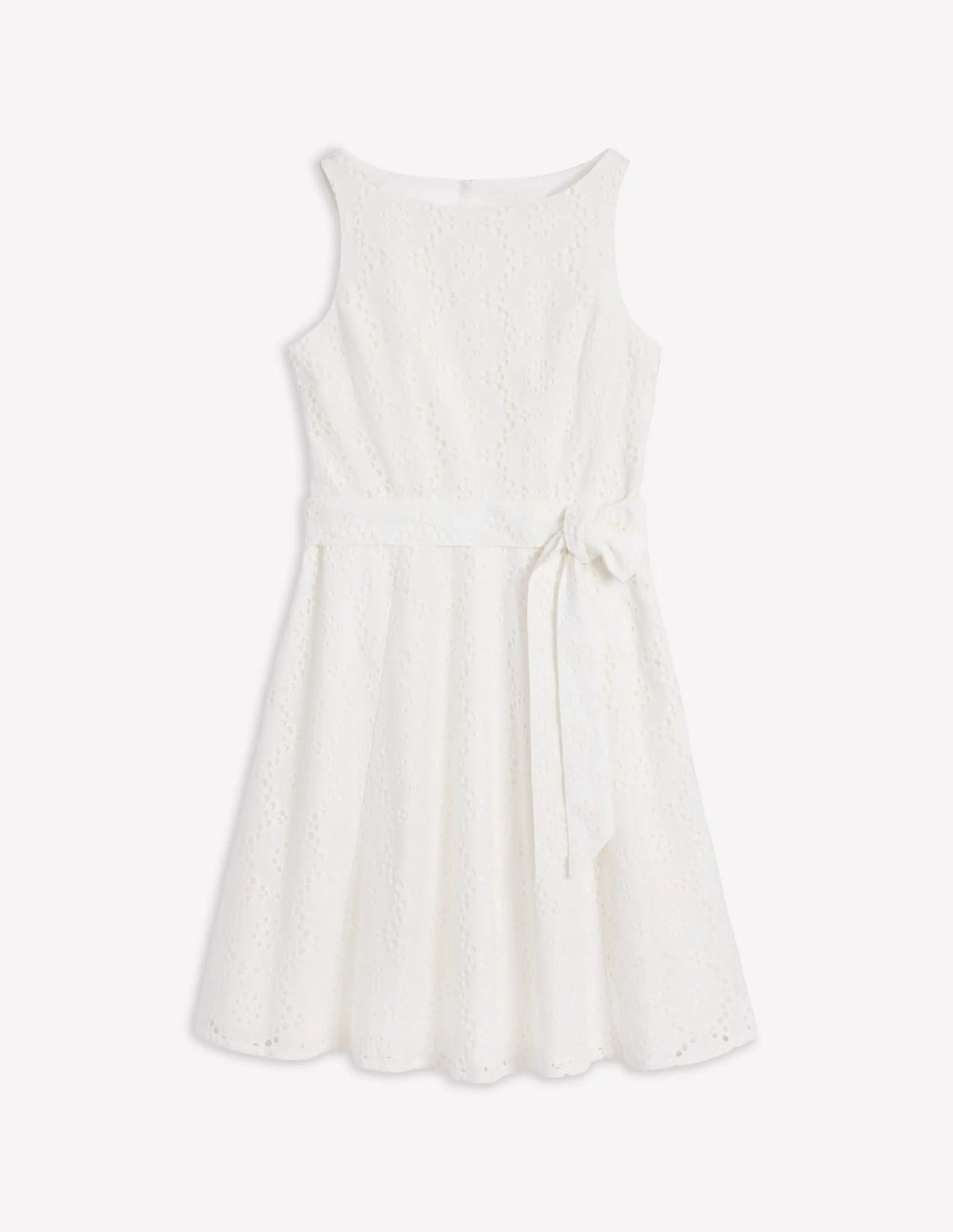 Anya Sleeveless Broderie Dress-White