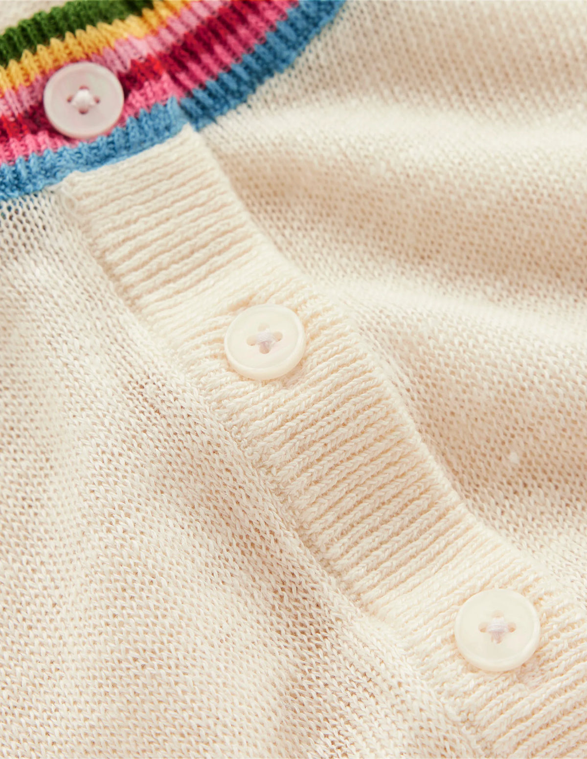 Josie Cropped Linen Cardigan-Warm Ivory, Multi Stripe