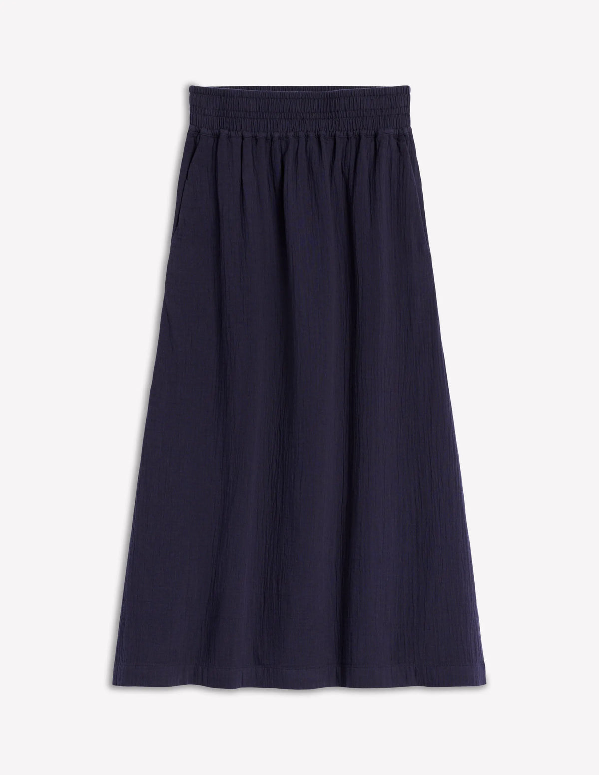 Double Cloth Smocked Skirt-Navy