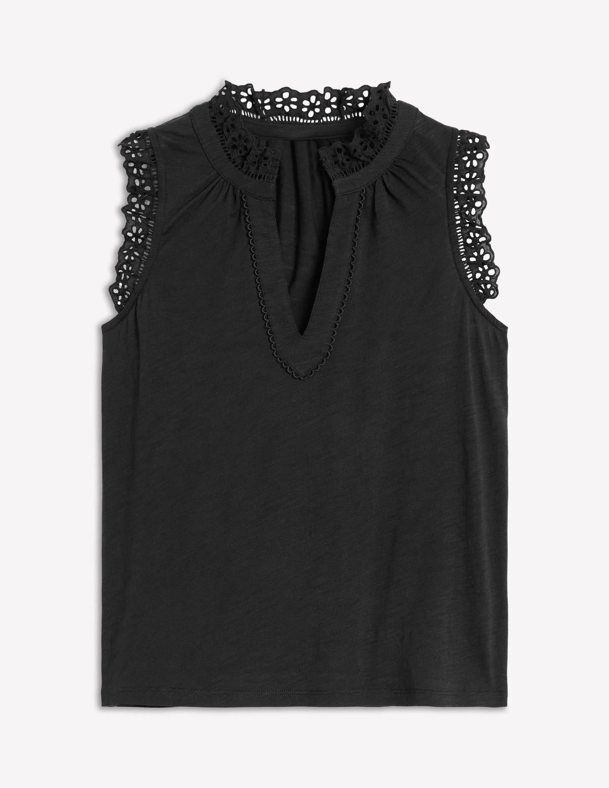 Aria Broderie Trim Vest-Black
