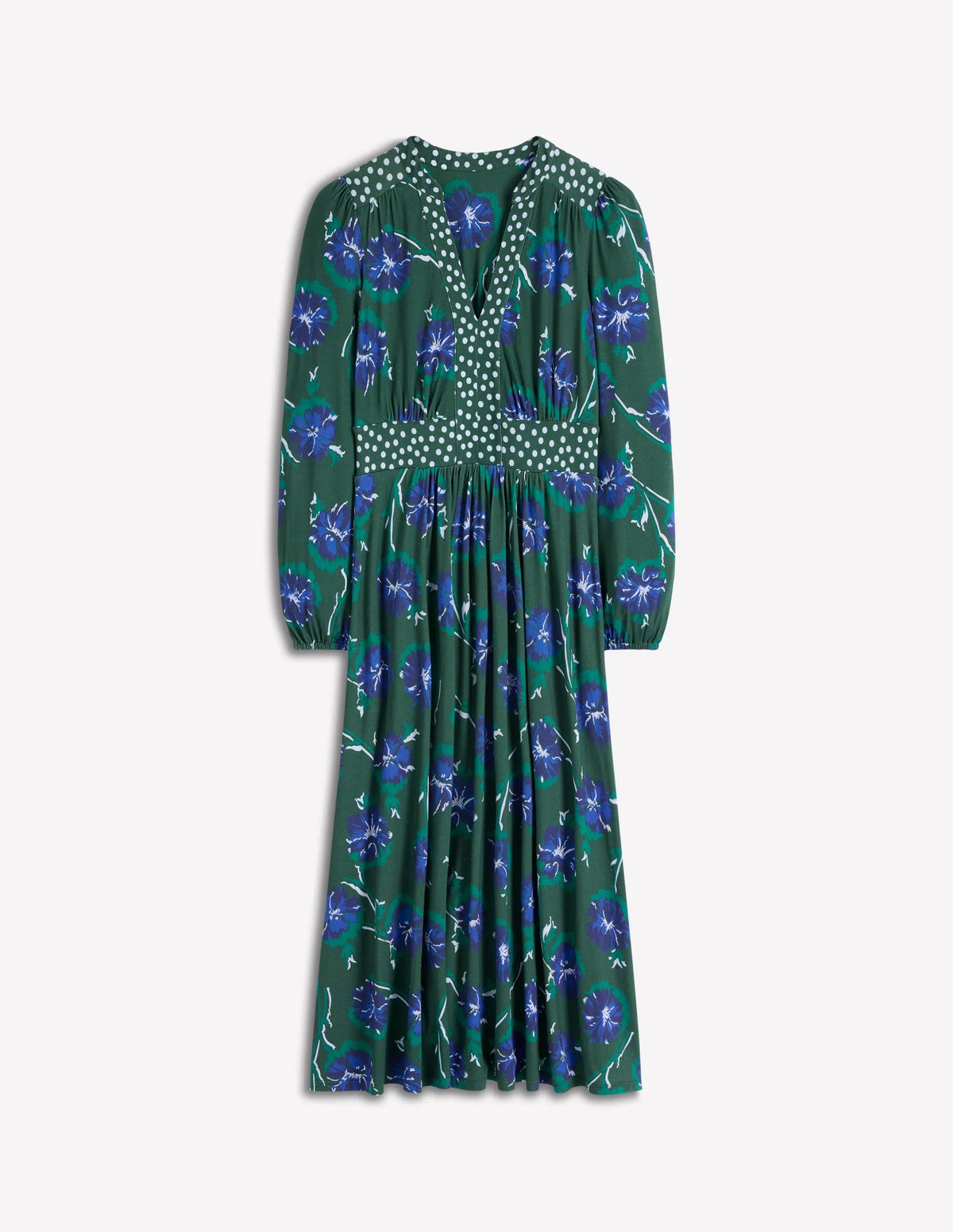 Lily Long Sleeve Midi Dress-Emerald, Delicate Carnation