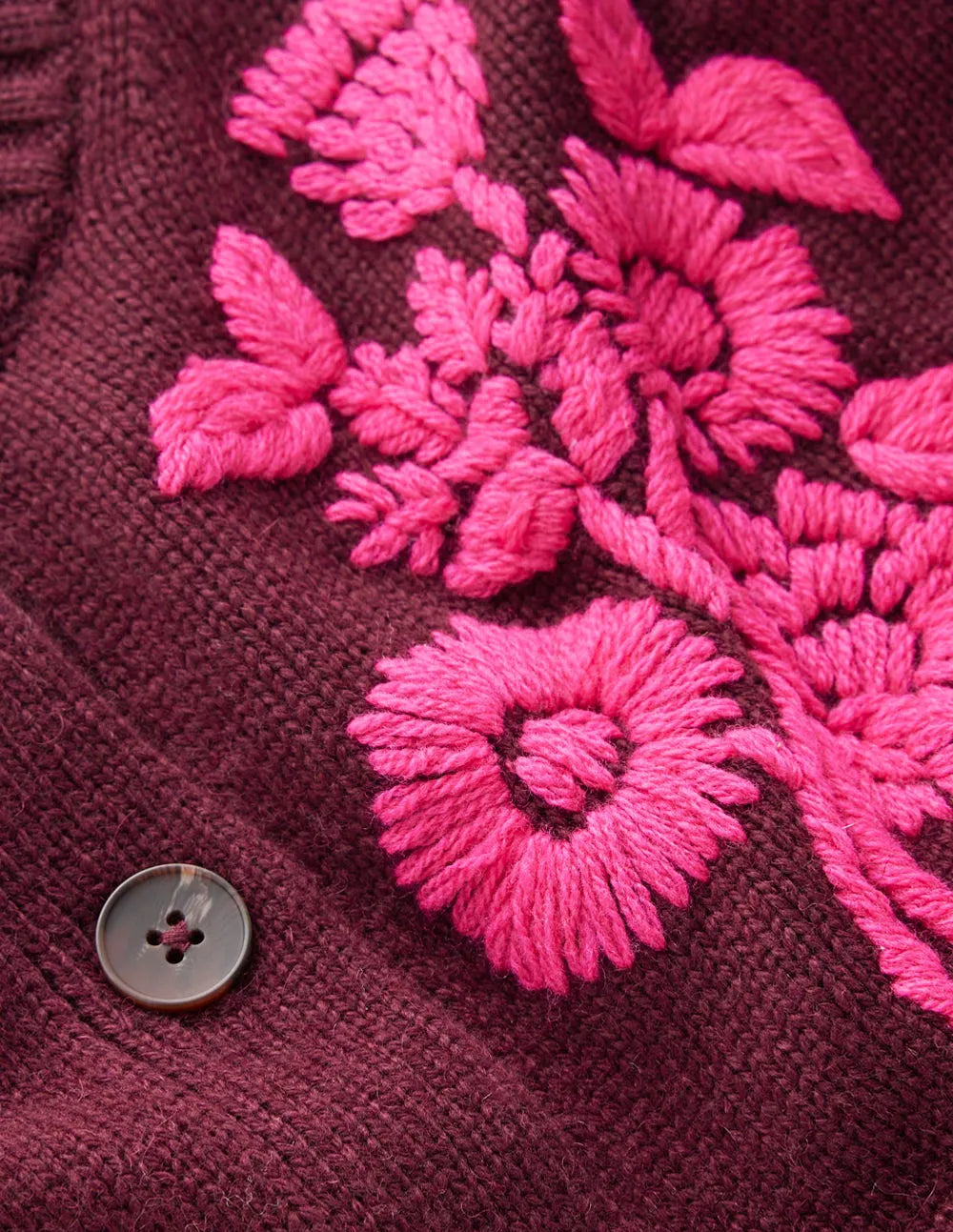 Natalie Embroidered Cardigan-Dark Cherry Bouquet