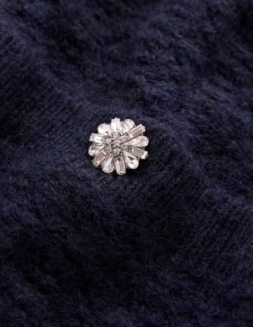Jewel Button Cardigan-Navy