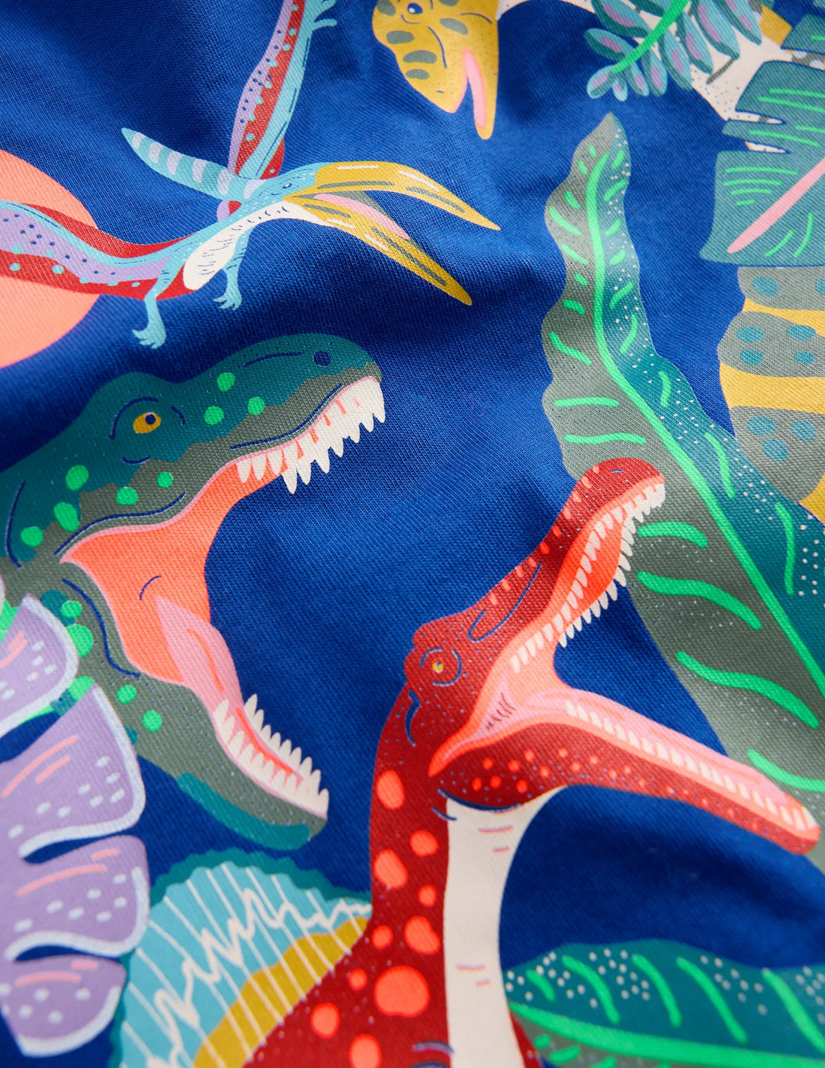 Short Sleeve Graphic T-shirt-Bright Blue Jurasic Era