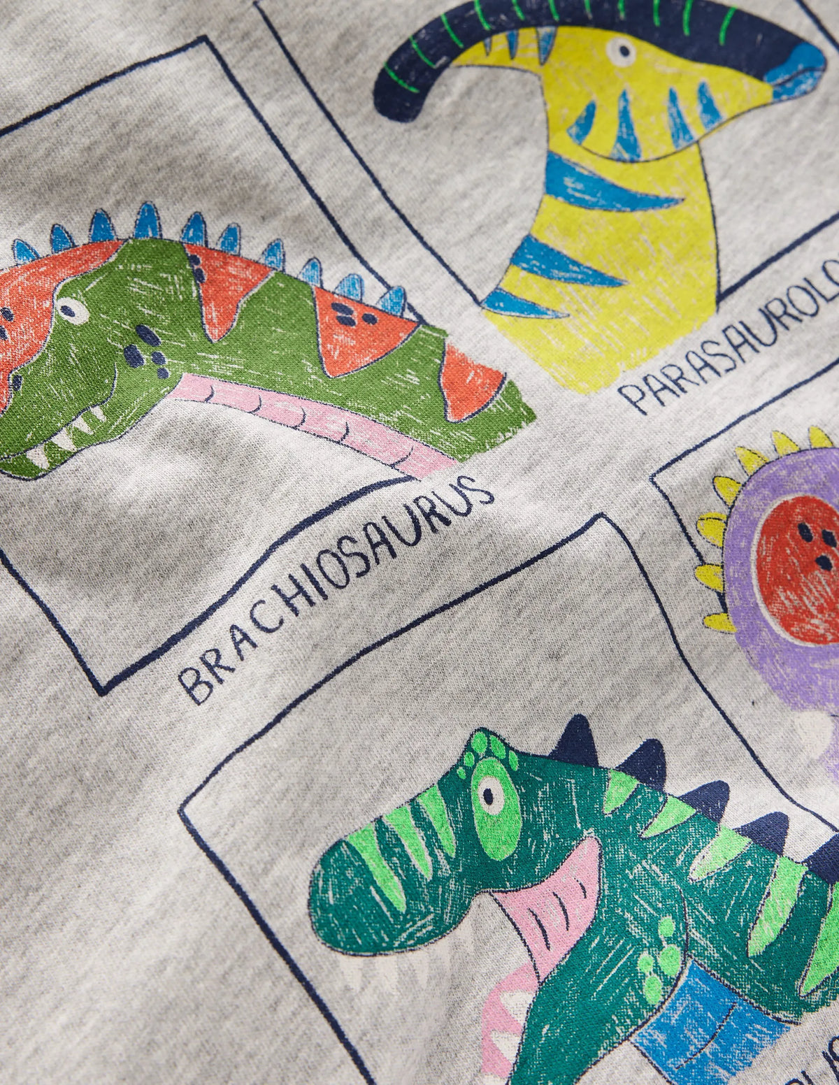 Short Sleeve Graphic T-shirt-Grey Marl Dinos