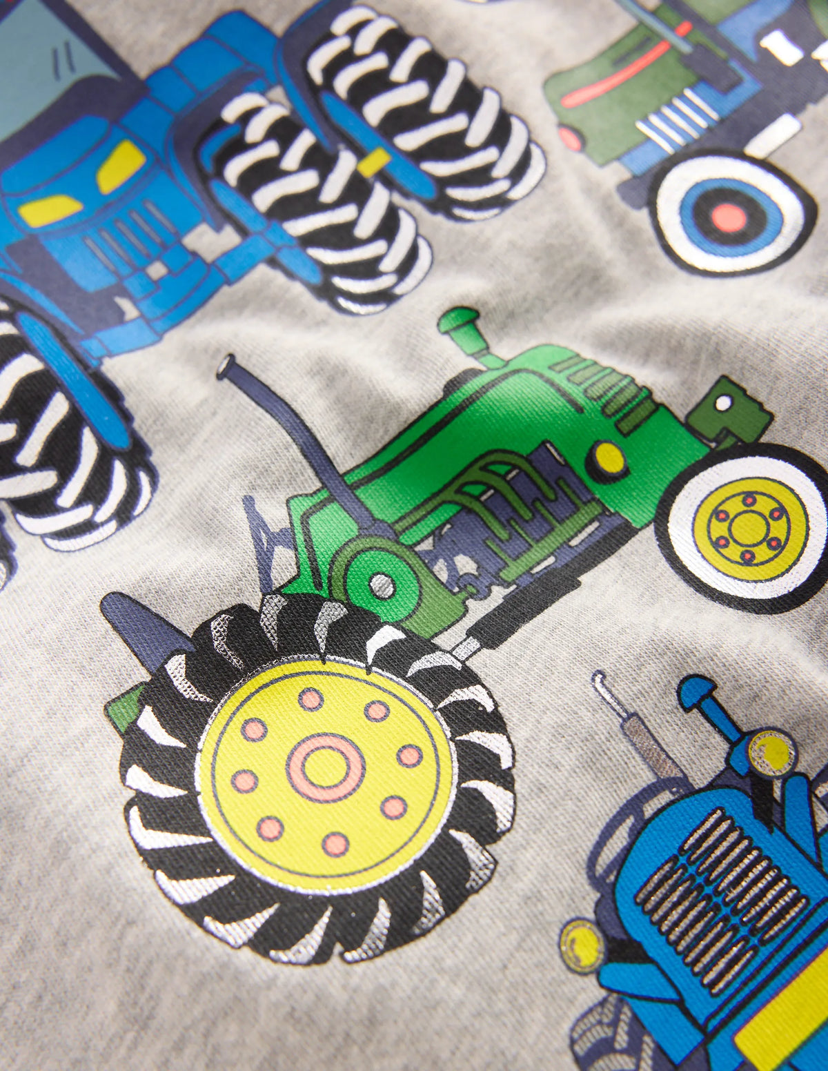 Long Sleeve Printed T-shirt-Grey Marl Tractor