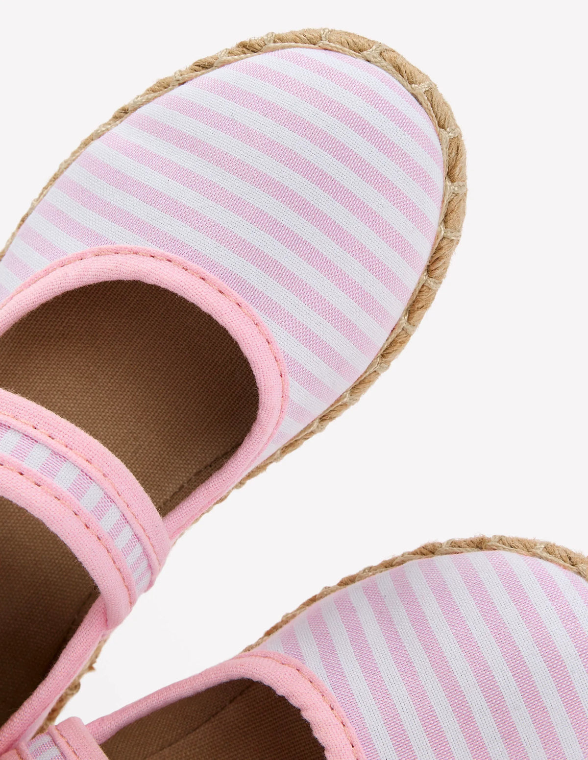 Espadrille Mary Janes-Sea Pink Ticking stripe