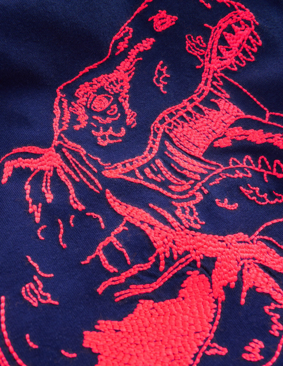 Neon Superstitch T-shirt-College Navy Dino