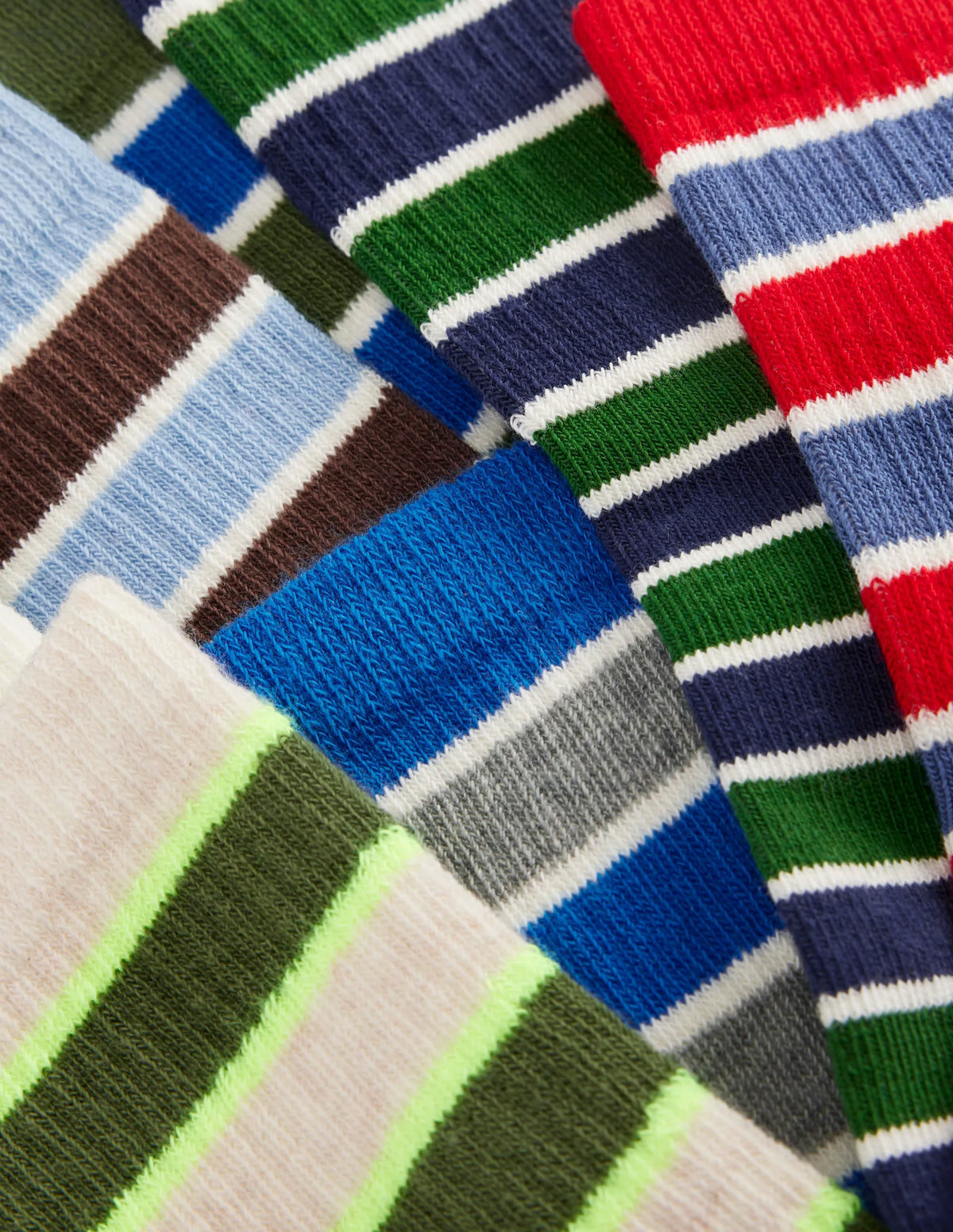7 Pack Ribbed Socks-Multi Stripes