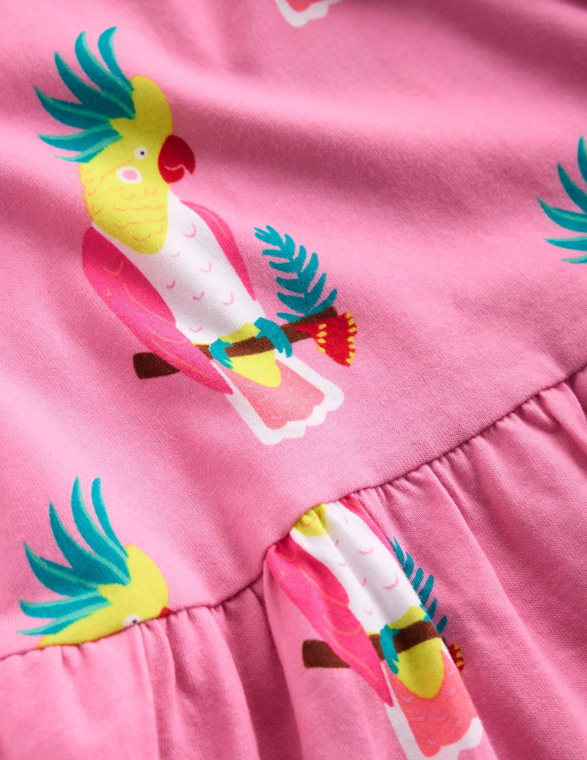 Jersey T-Shirt Dress-Flamingo Pink Tropical Bird