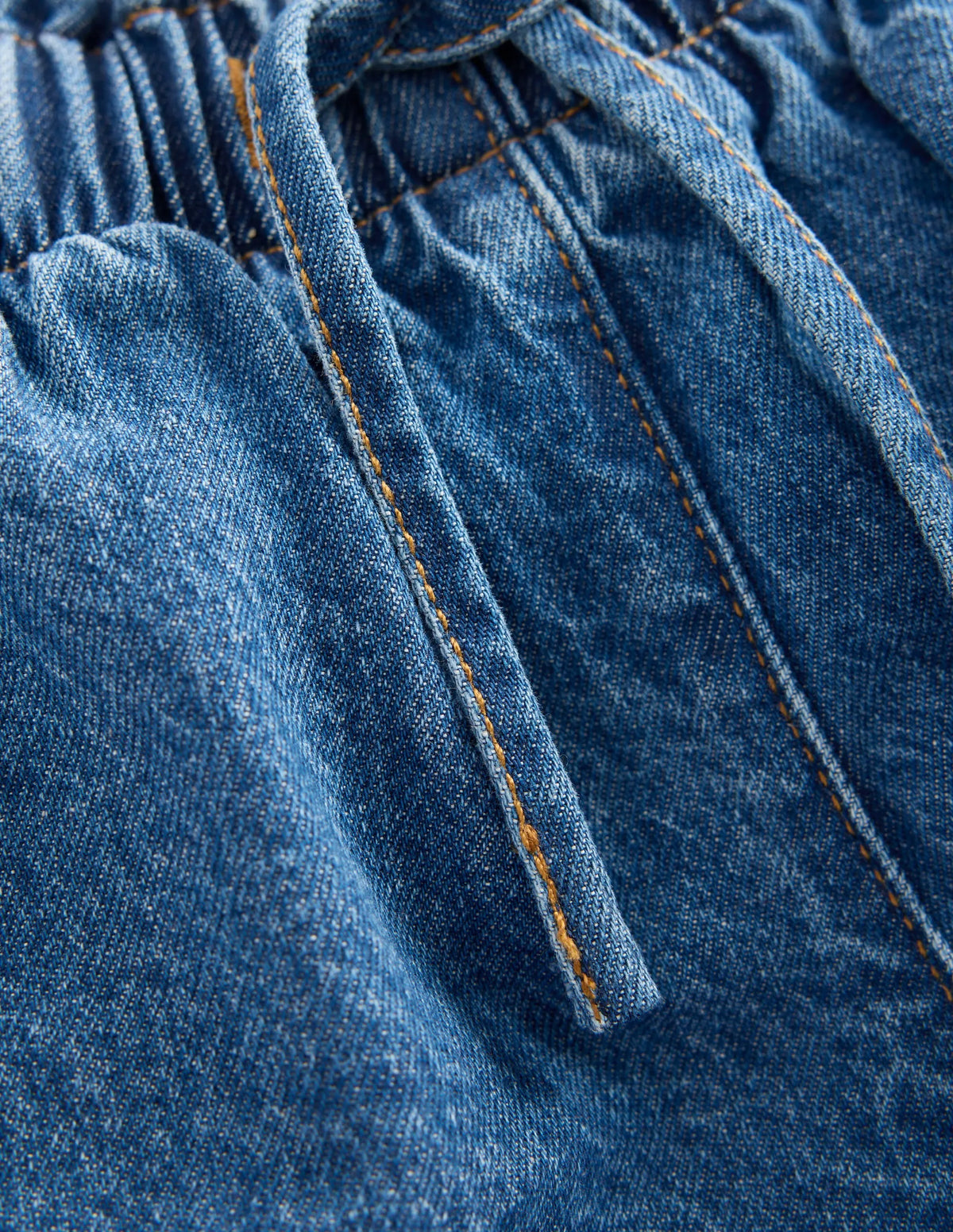 Frill Waist Shorts-Mid Vintage Denim