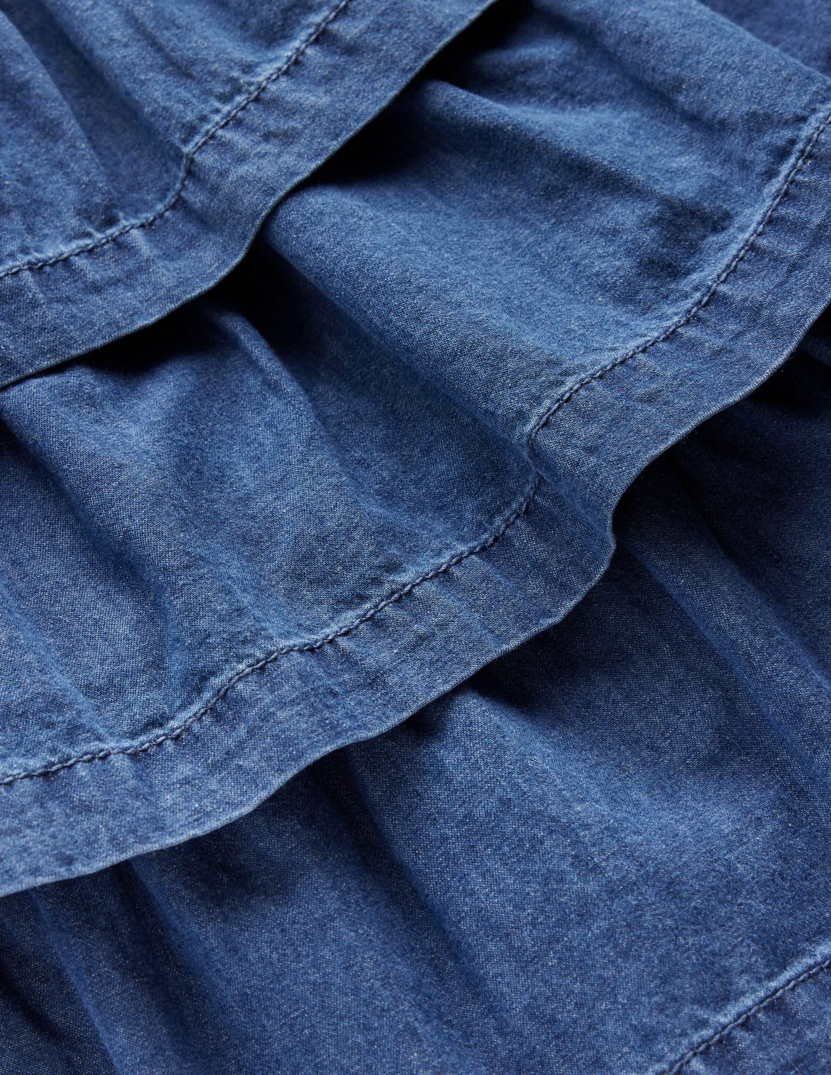 Ruffle Tiered Skirt-Mid Vintage Denim