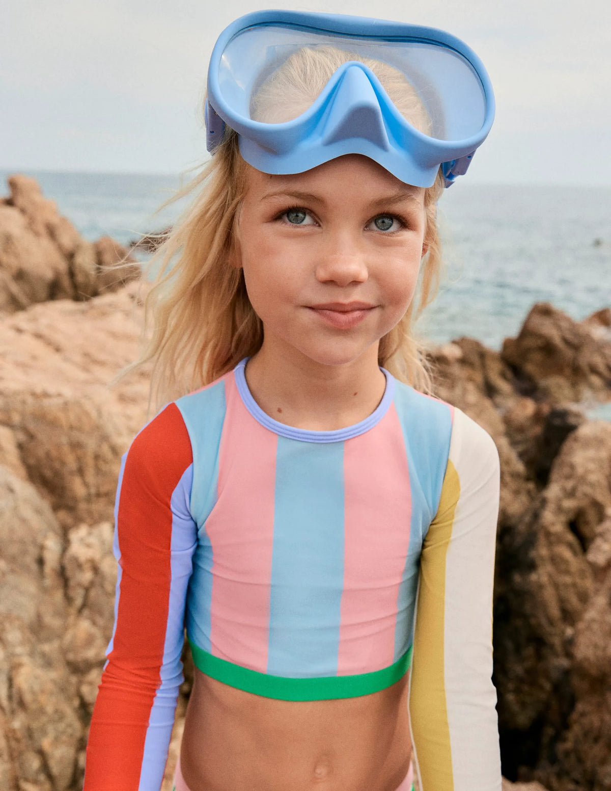 Cropped Rash Vest Set-Multi Hotchpotch Stripe