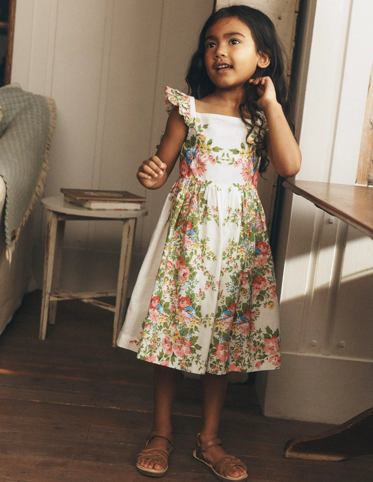 Annalisa Twirly Sundress-Soft Ivory Floral
