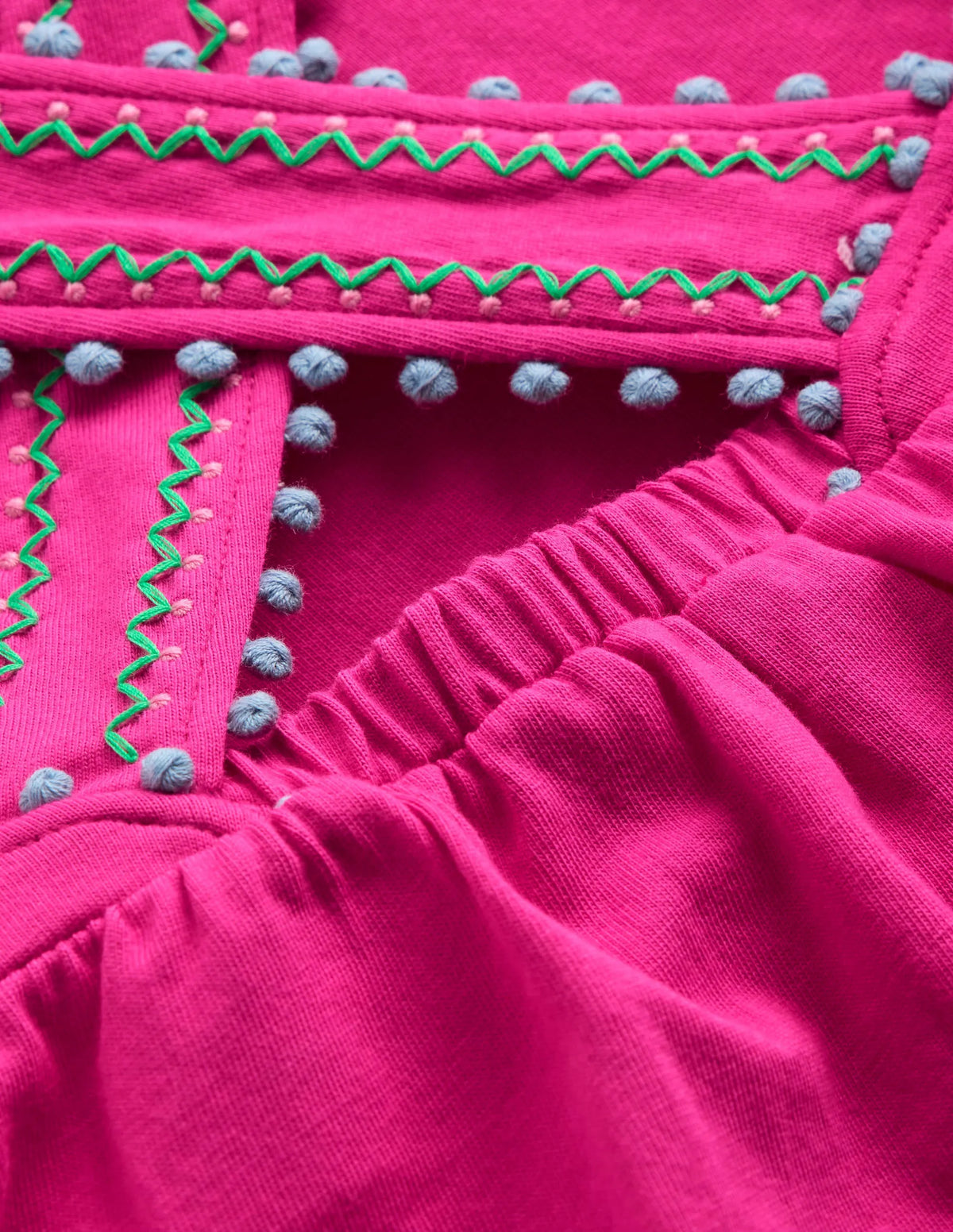 Cross-Back Pom Trim Top-Pink Peony