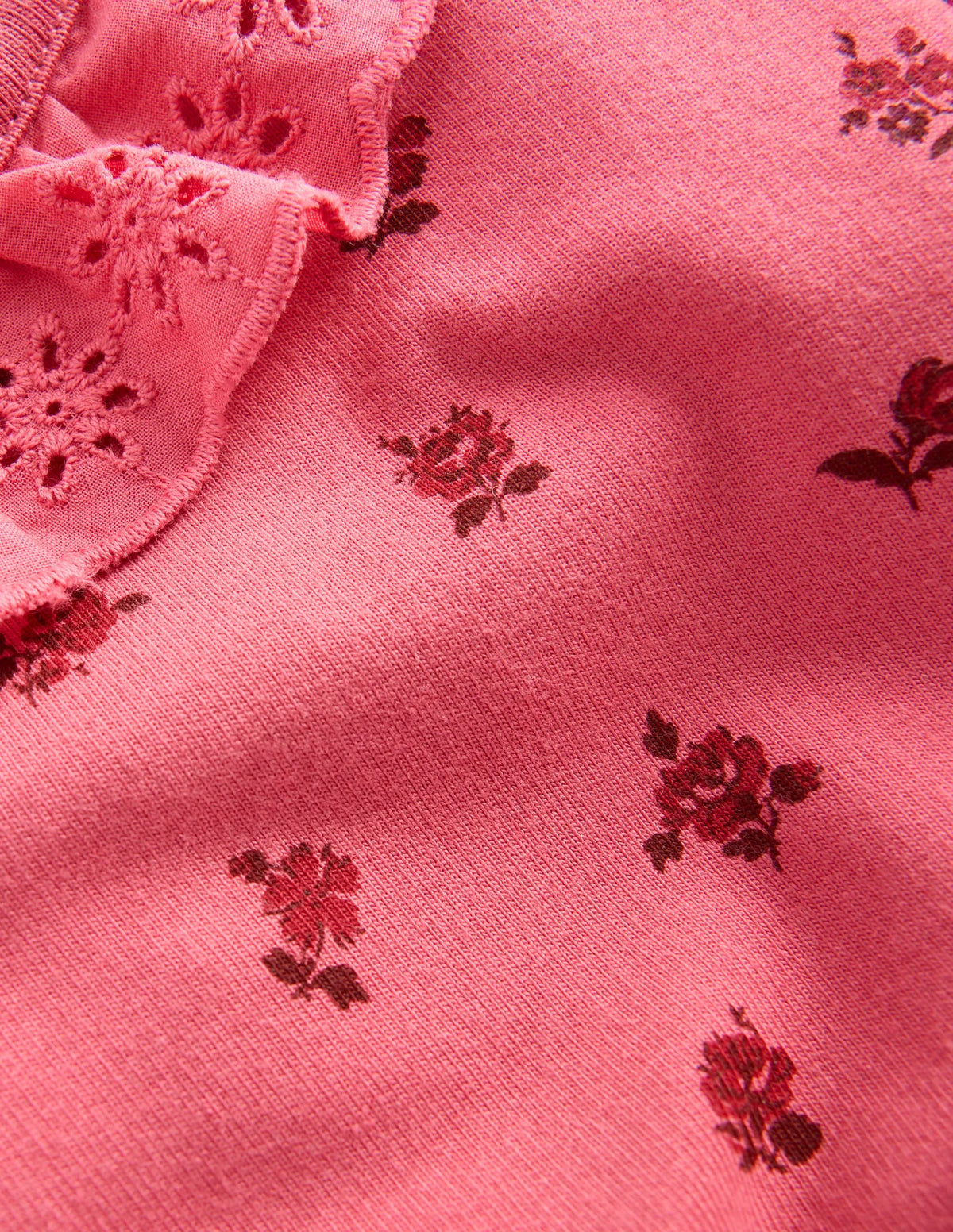 Ruffle Neck Sweatshirt Set-Holly Berry Vintage Rose