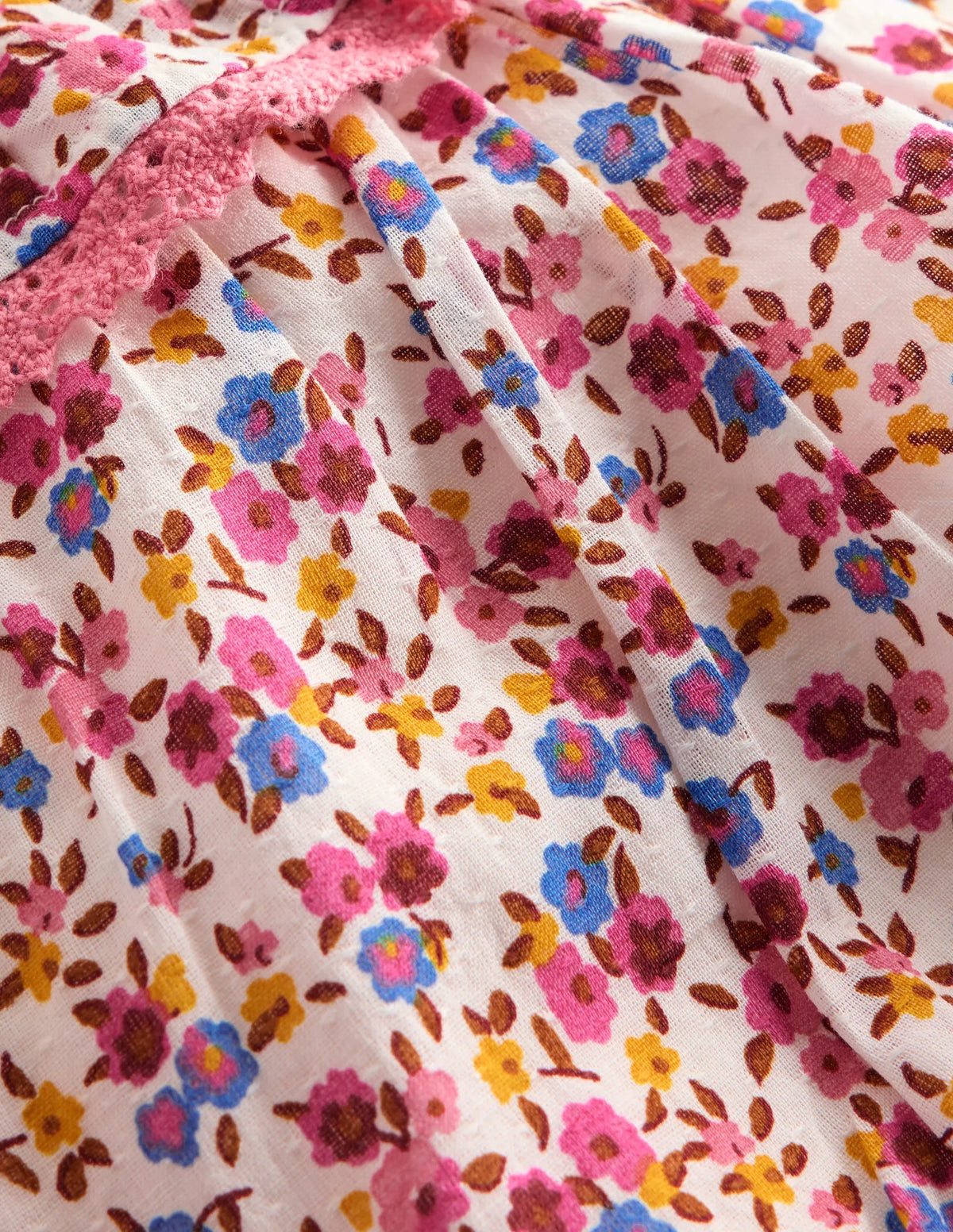 Frill Neck Bubble Romper-Pink Ditsy Floral