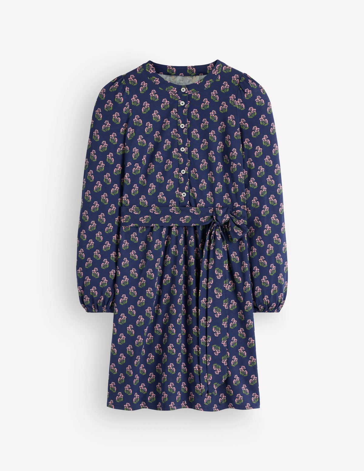 Adele Belted Jersey Dress-College Navy, Ditsy Carnation