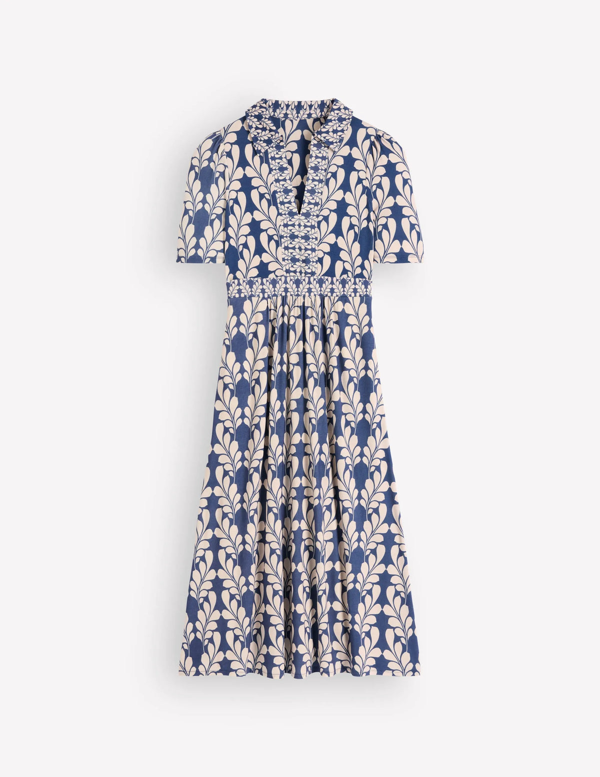 Heidi Jersey Midi Tea Dress-Denim Blue, Delicate Trail