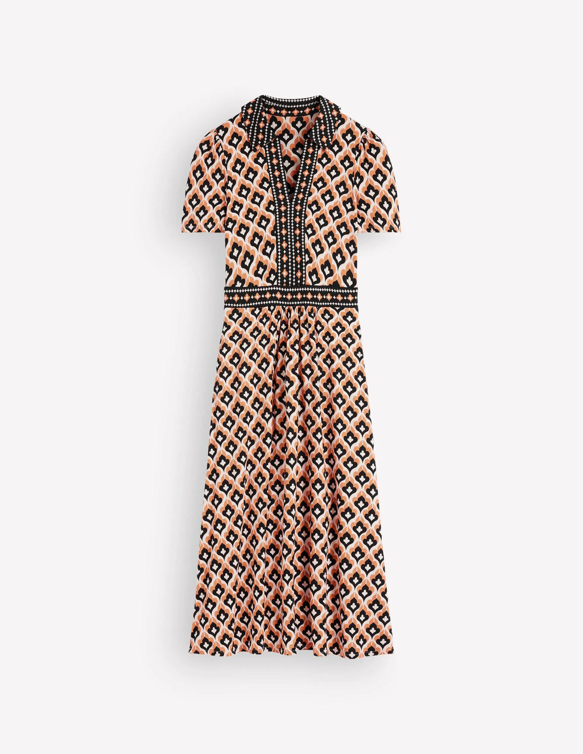 Heidi Jersey Midi Tea Dress-Almond Milk, Geo