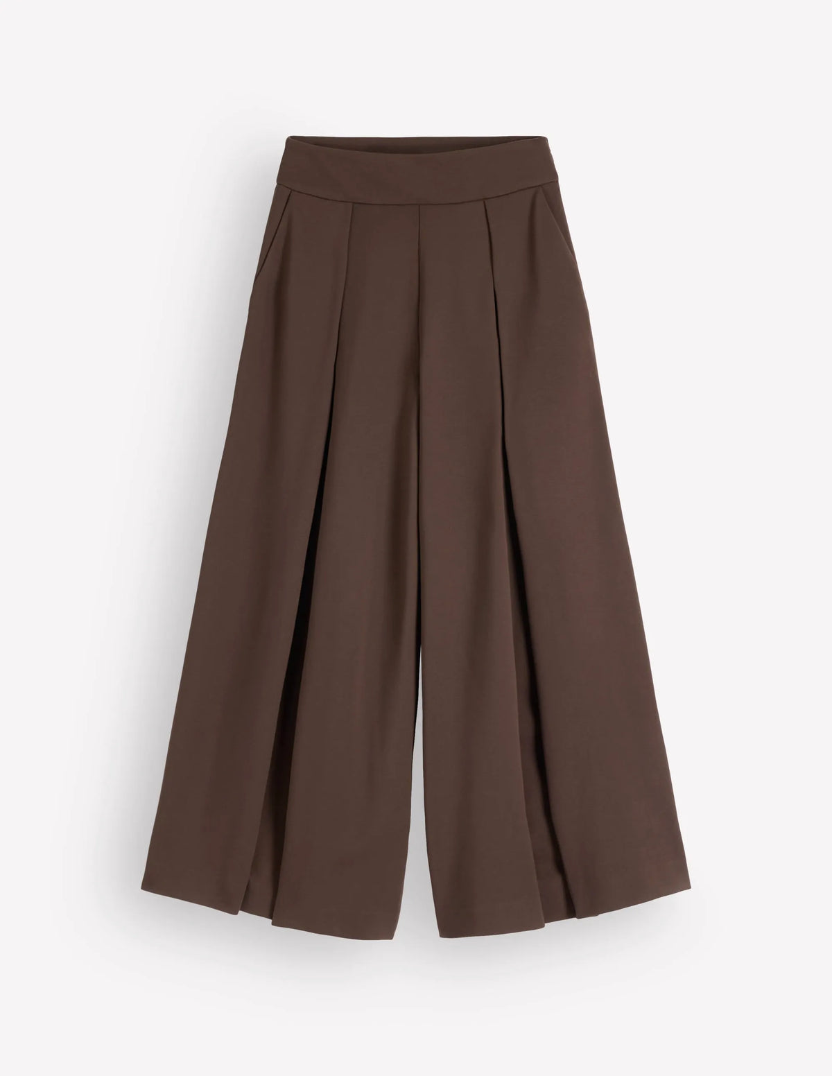 Single Pleat Ponte Culottes-Bitter Chocolate