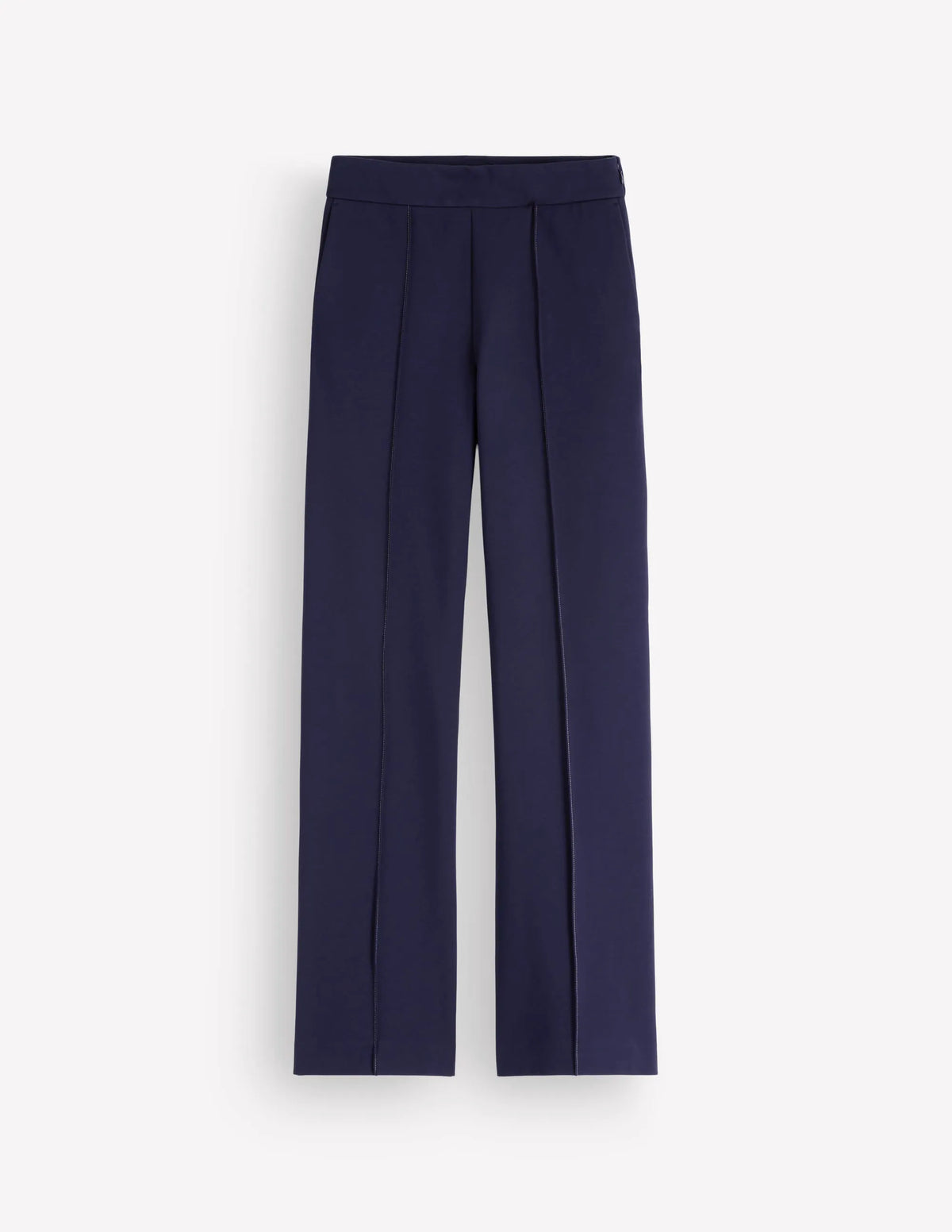 Straight Leg Ponte Pants-Navy Contrast Stitch