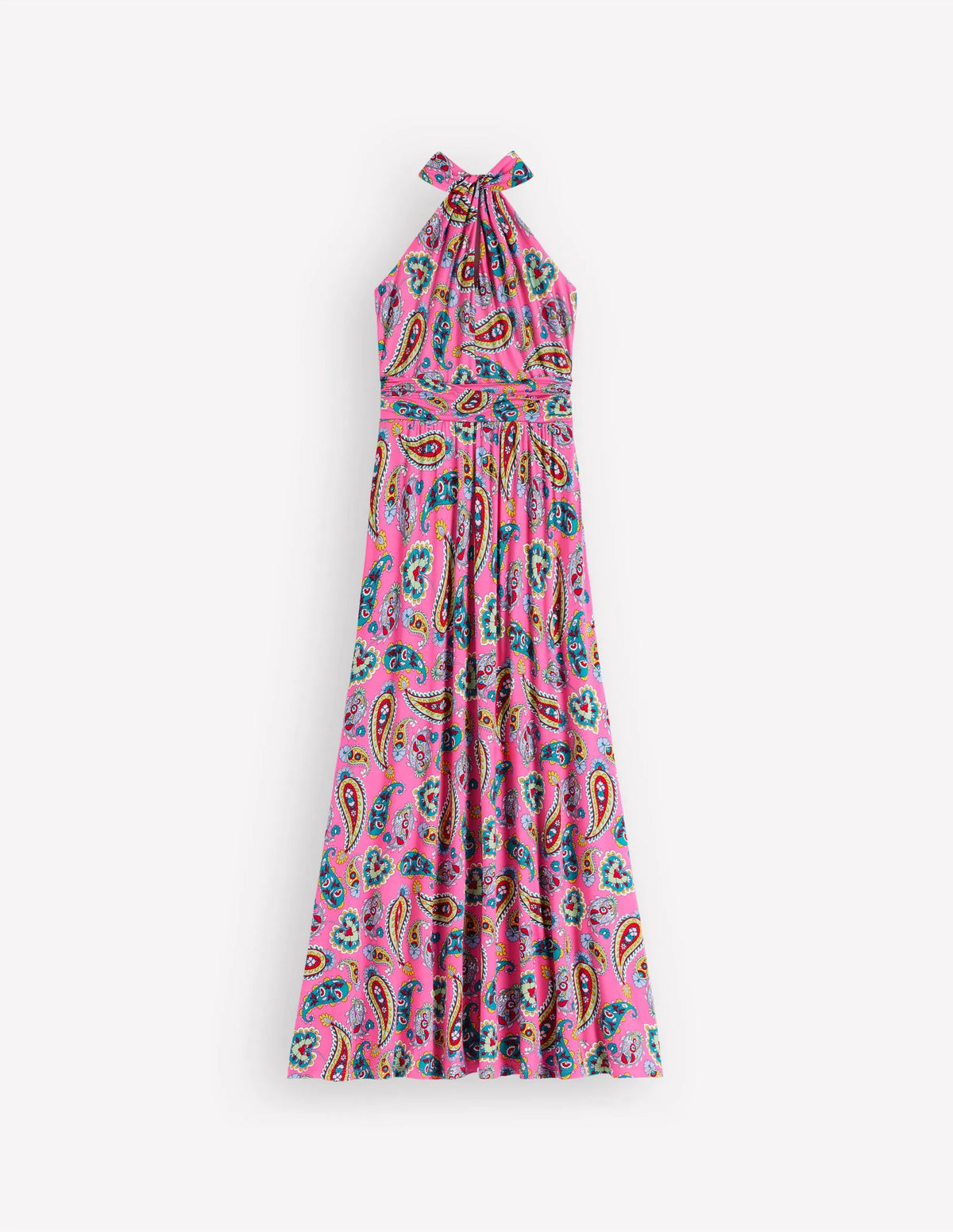Sydney Twist Neck Jersey Dress-Brillant Pink, Radiant Paisley