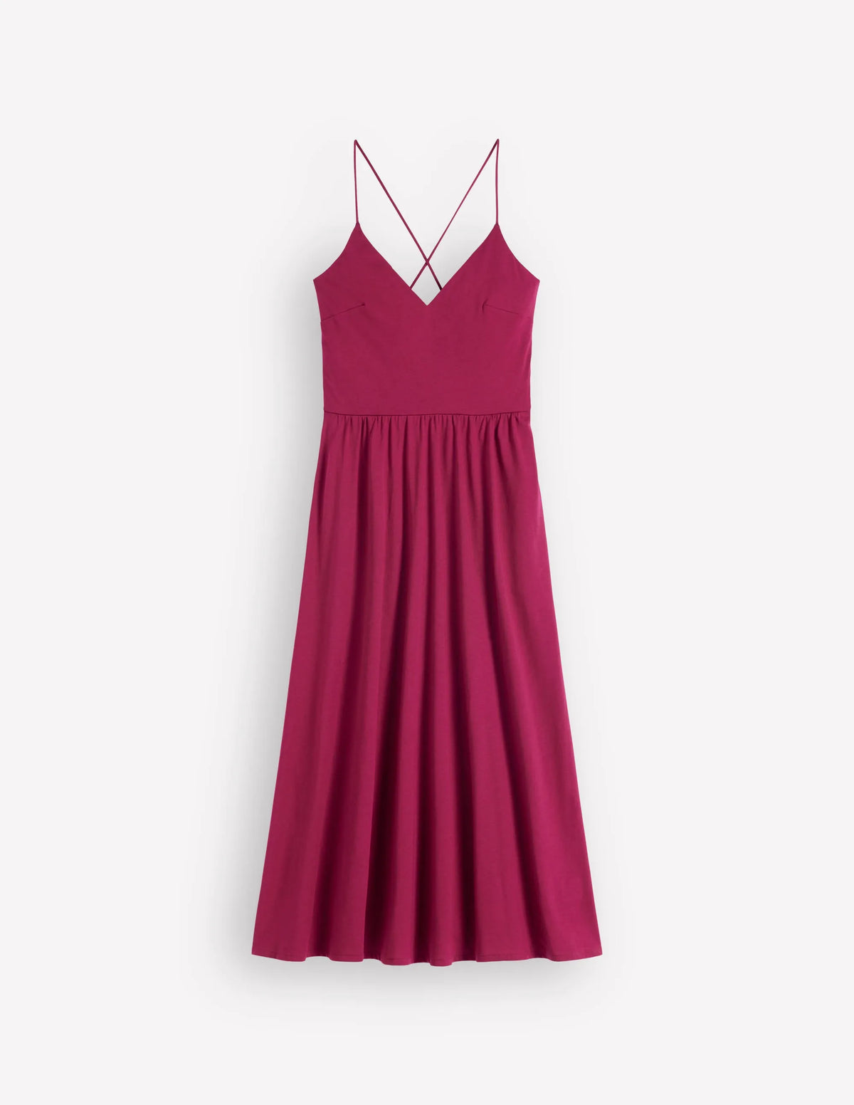 Cross Back Jersey Dress-Beet Red