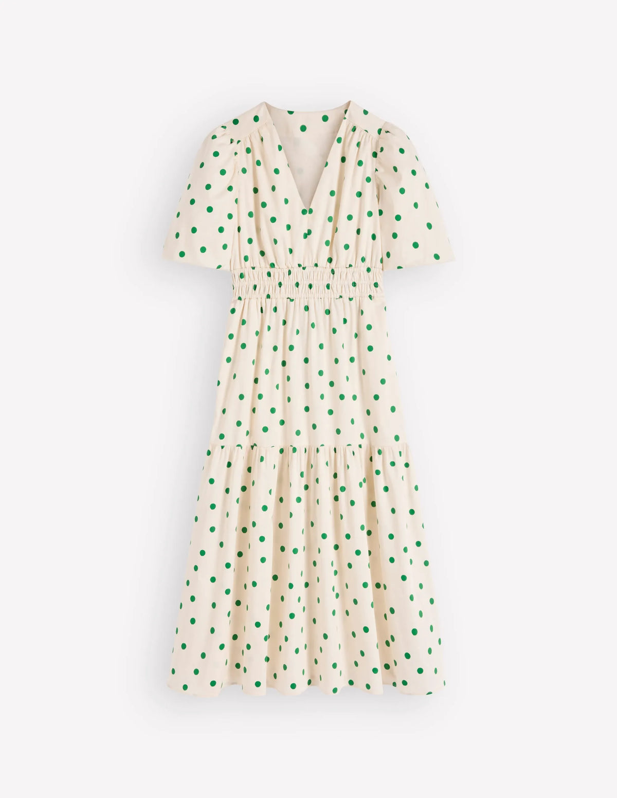 Irene Puff Sleeve Cotton Dress-Papyrus, Painted Dot Spaced
