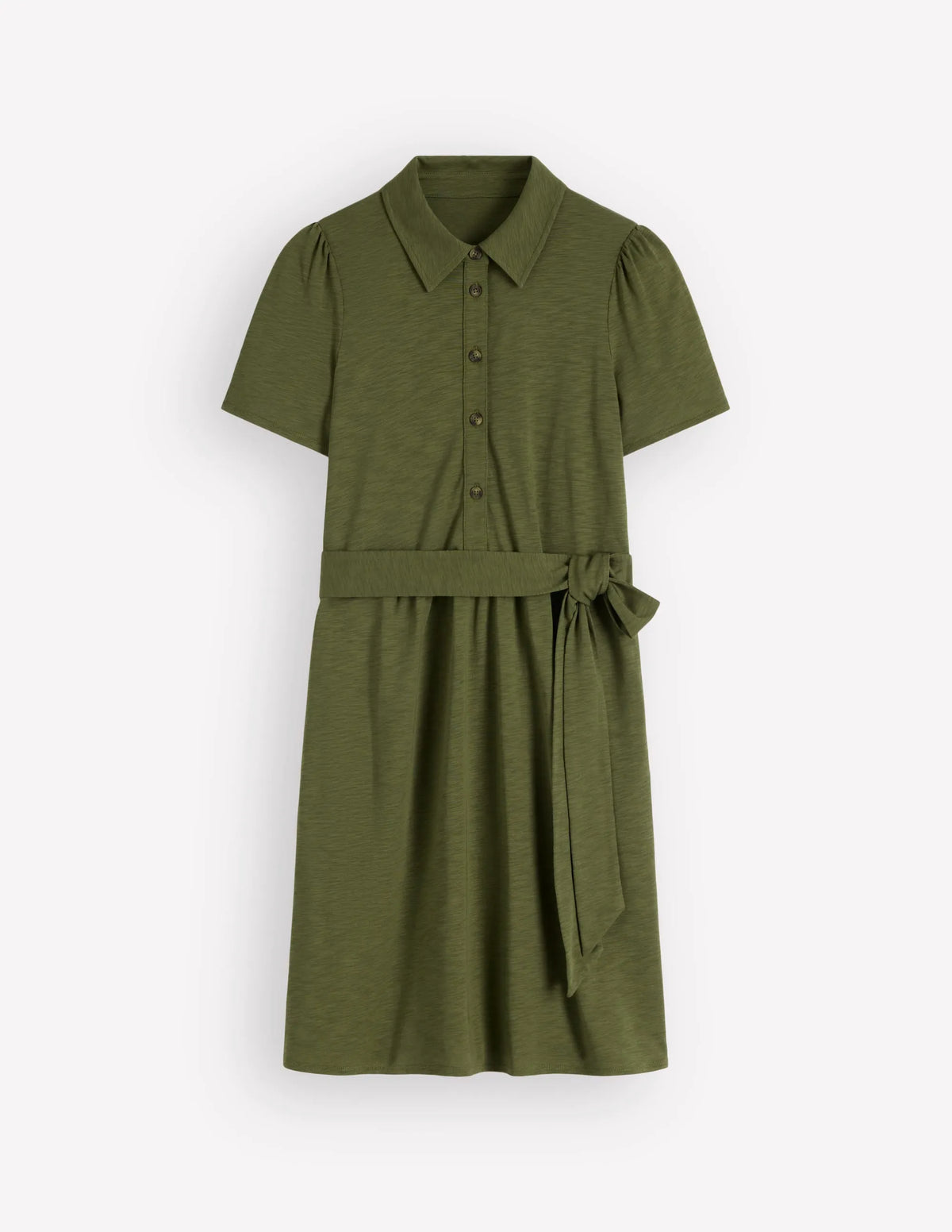 Patti Short Jersey Shirt Dress-Woodland Green