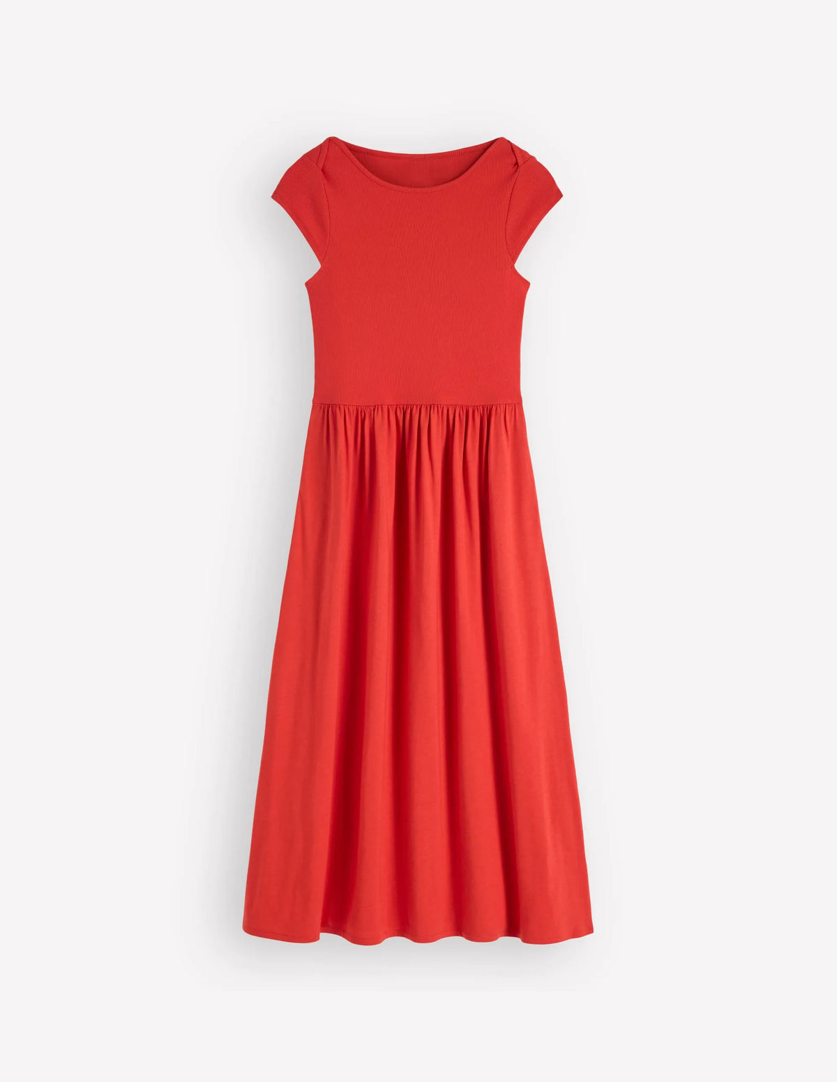 Boat Neck Mix Dress-Blood Orange
