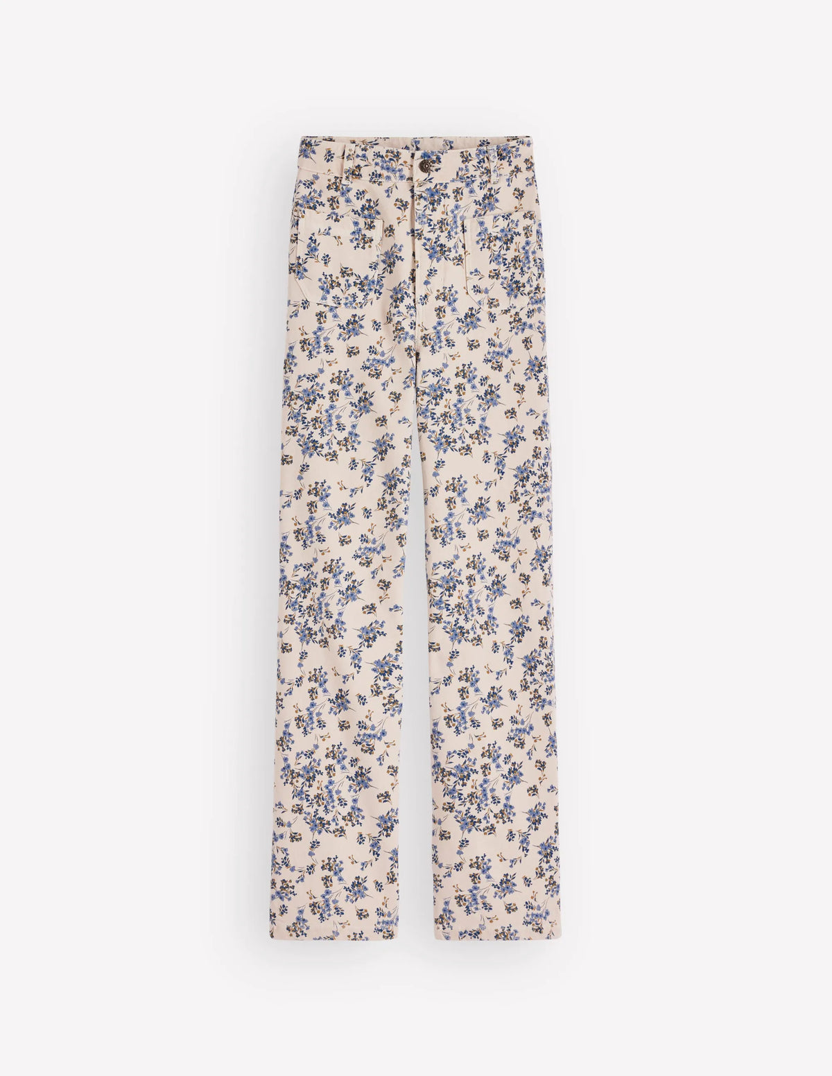 Straight Leg Pocket Jeans-Ivory Floral