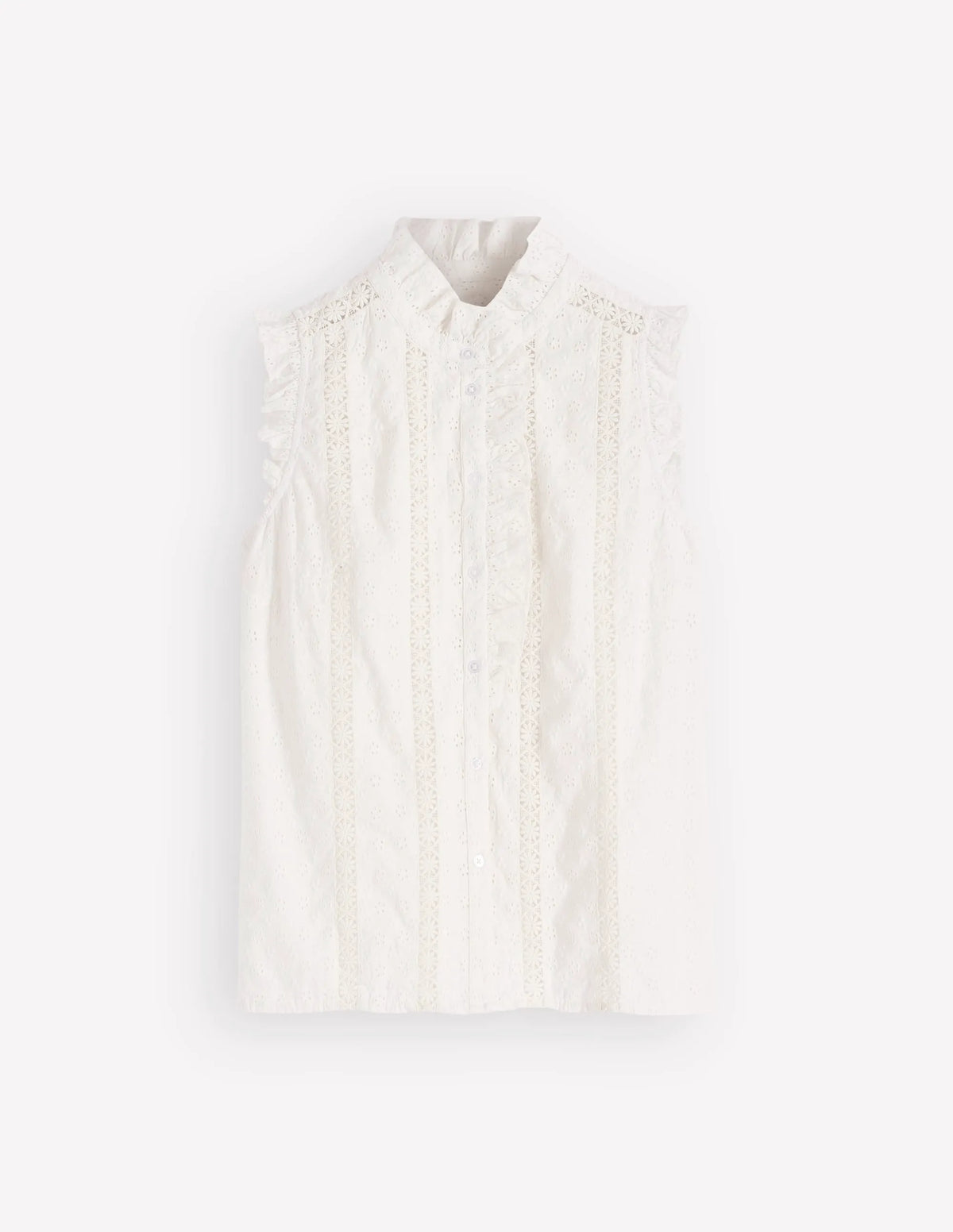 Isabel Sleeveless Broderie Top-White