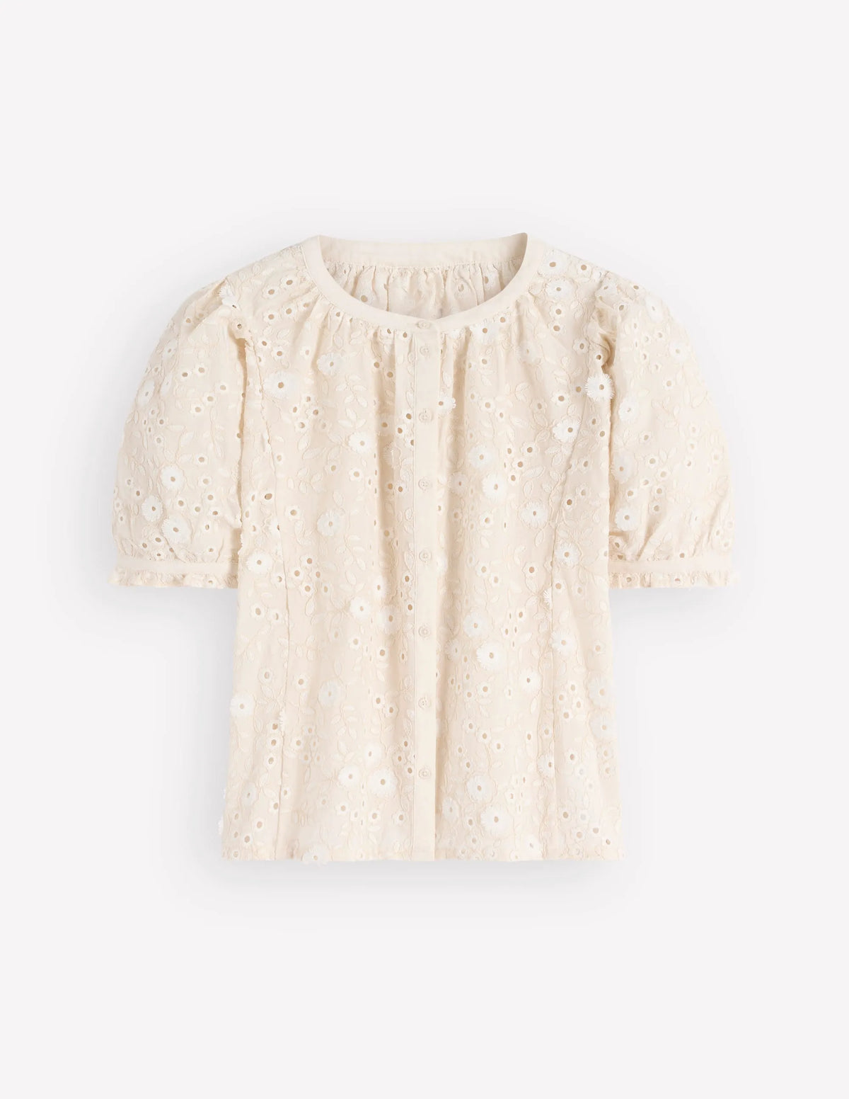 Camille Embroidered Cotton Top-Ivory Broderie