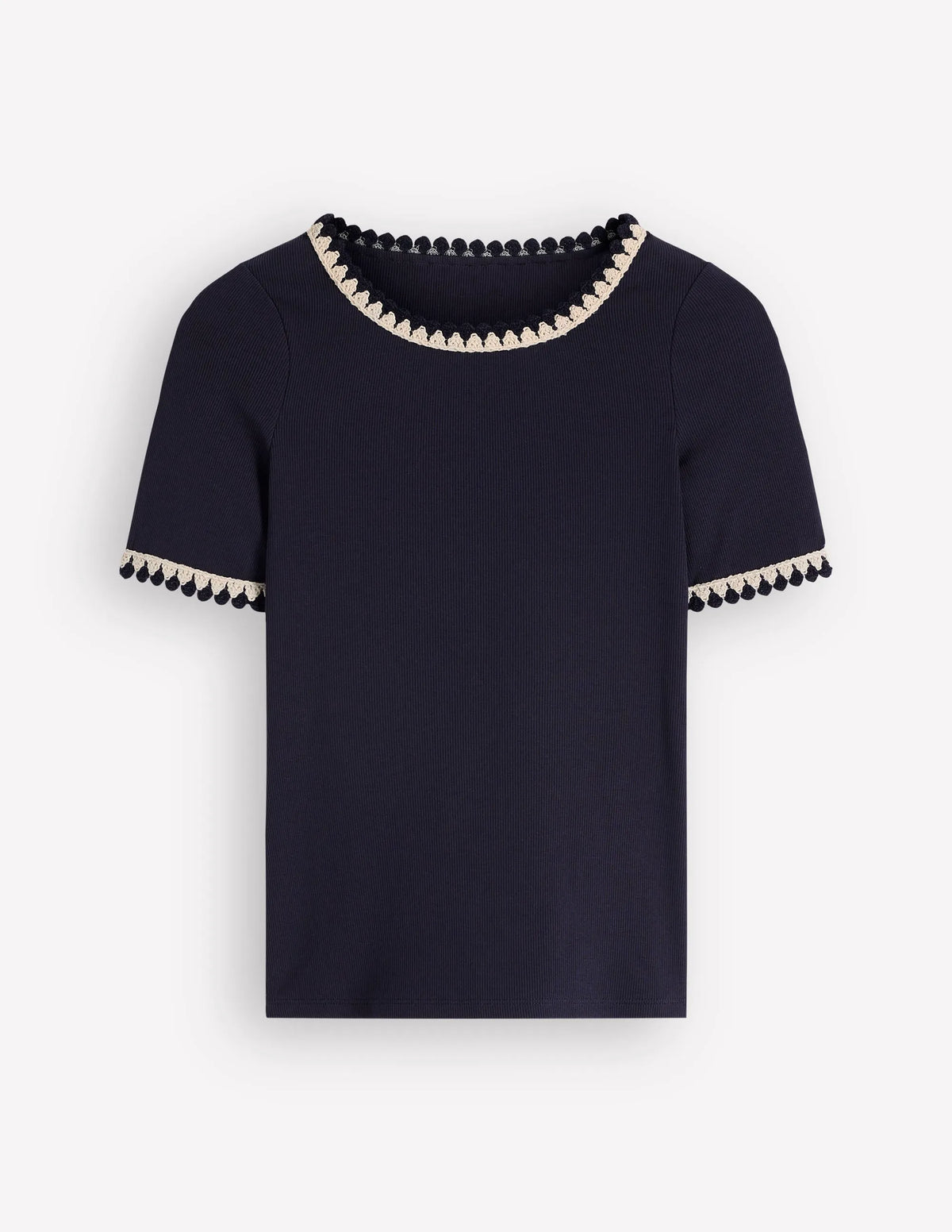Maddie Trim Detail T-Shirt-Navy