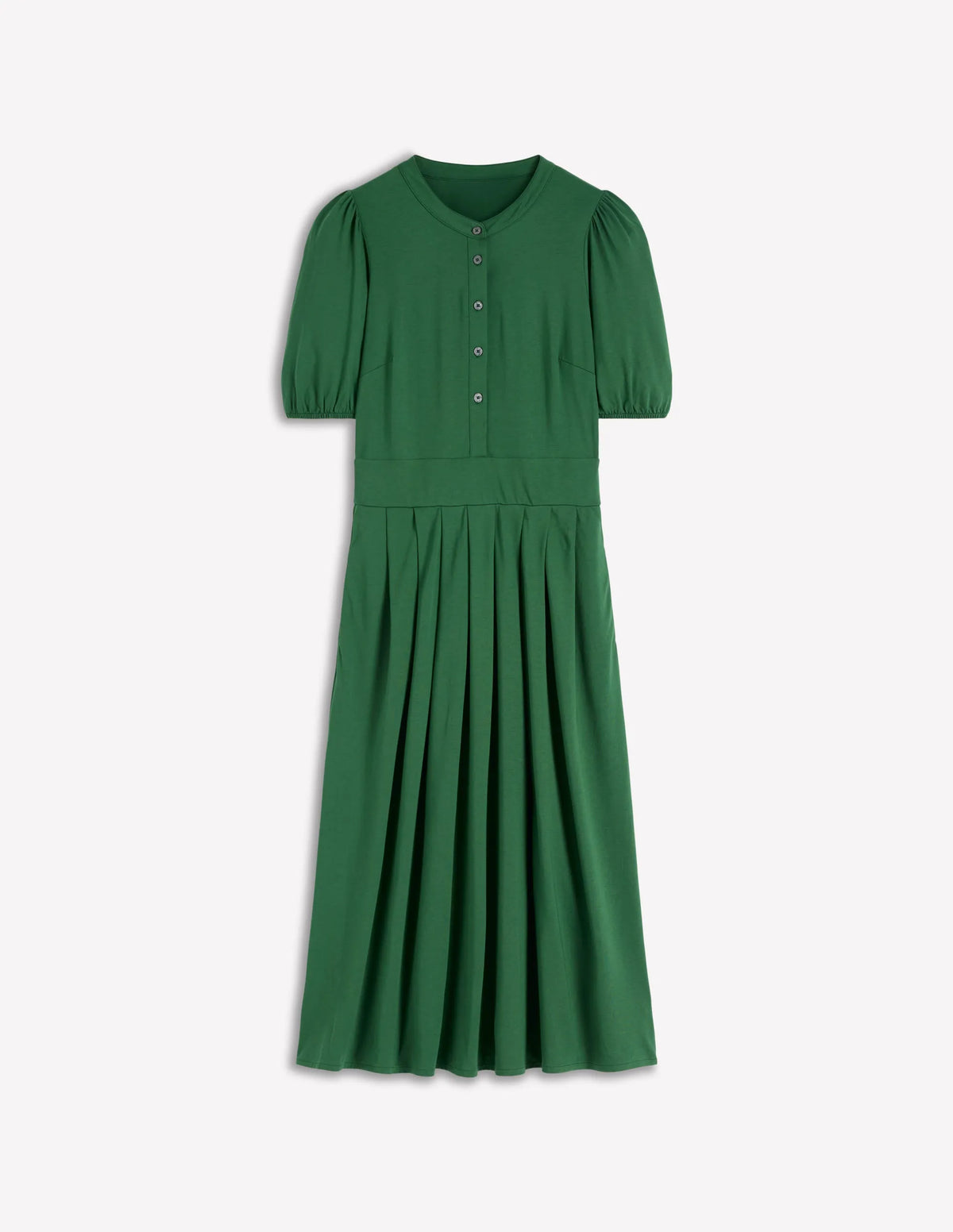 Amber Pleat Jersey Midi Dress-Hunter Green