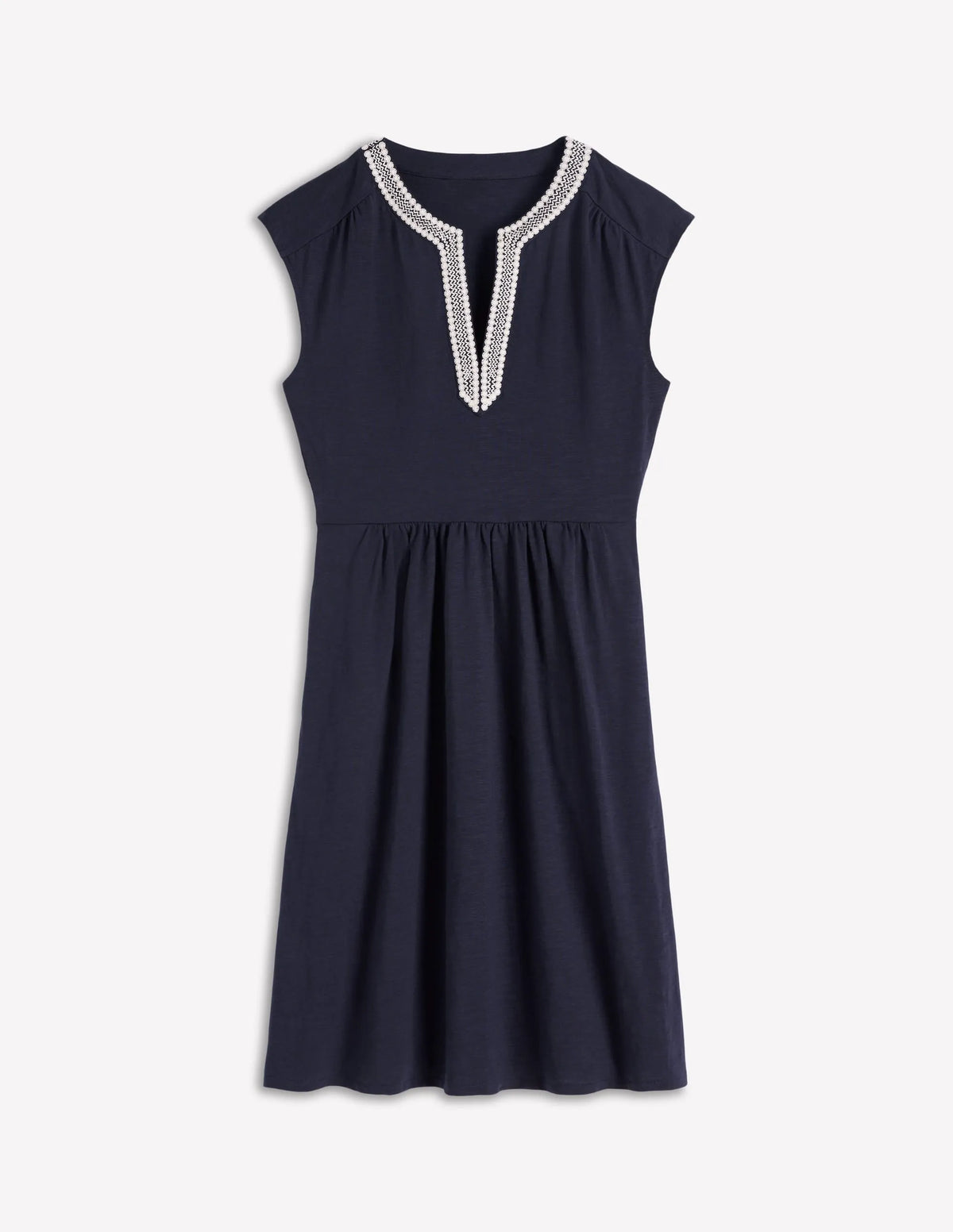 May Embroidered Short Dress-Navy