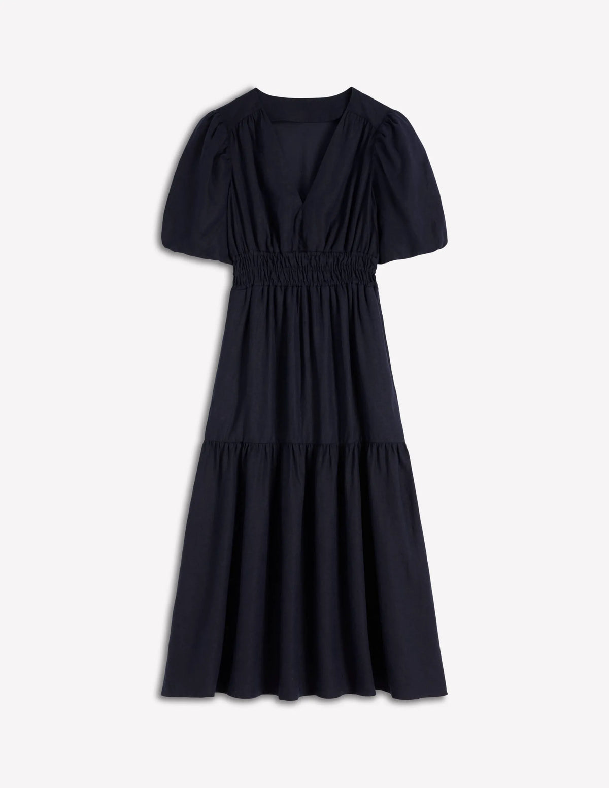 Irene Linen Midi Dress-Navy