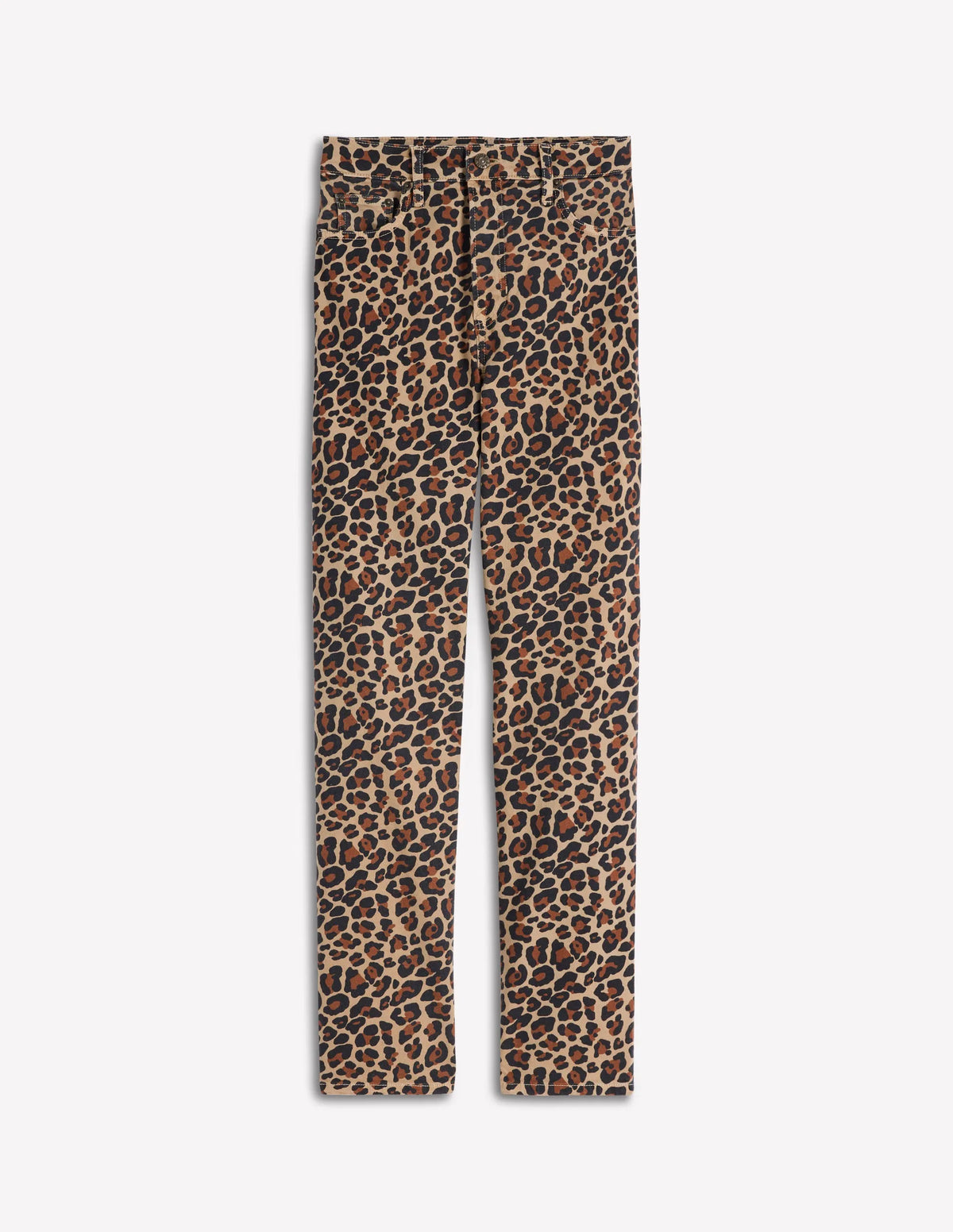 High Rise Straight Jeans-Animal Print