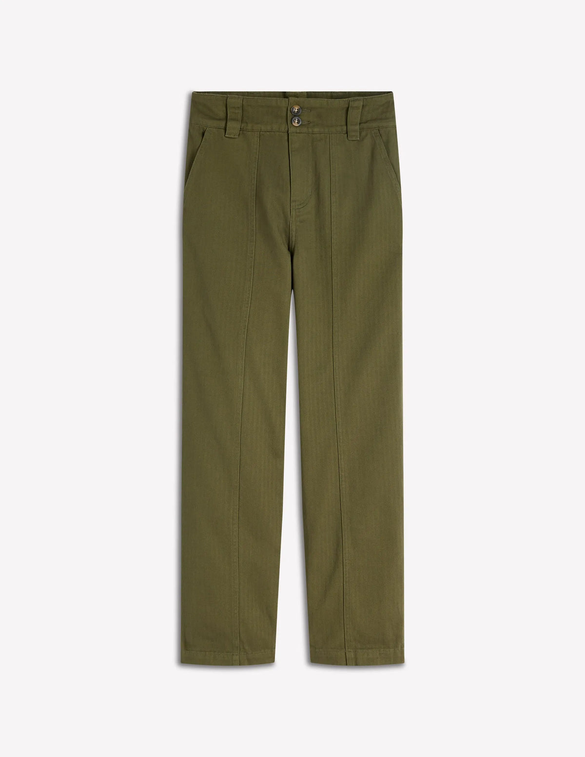 Straight Leg Chino Pants-Woodland Green Herringbone
