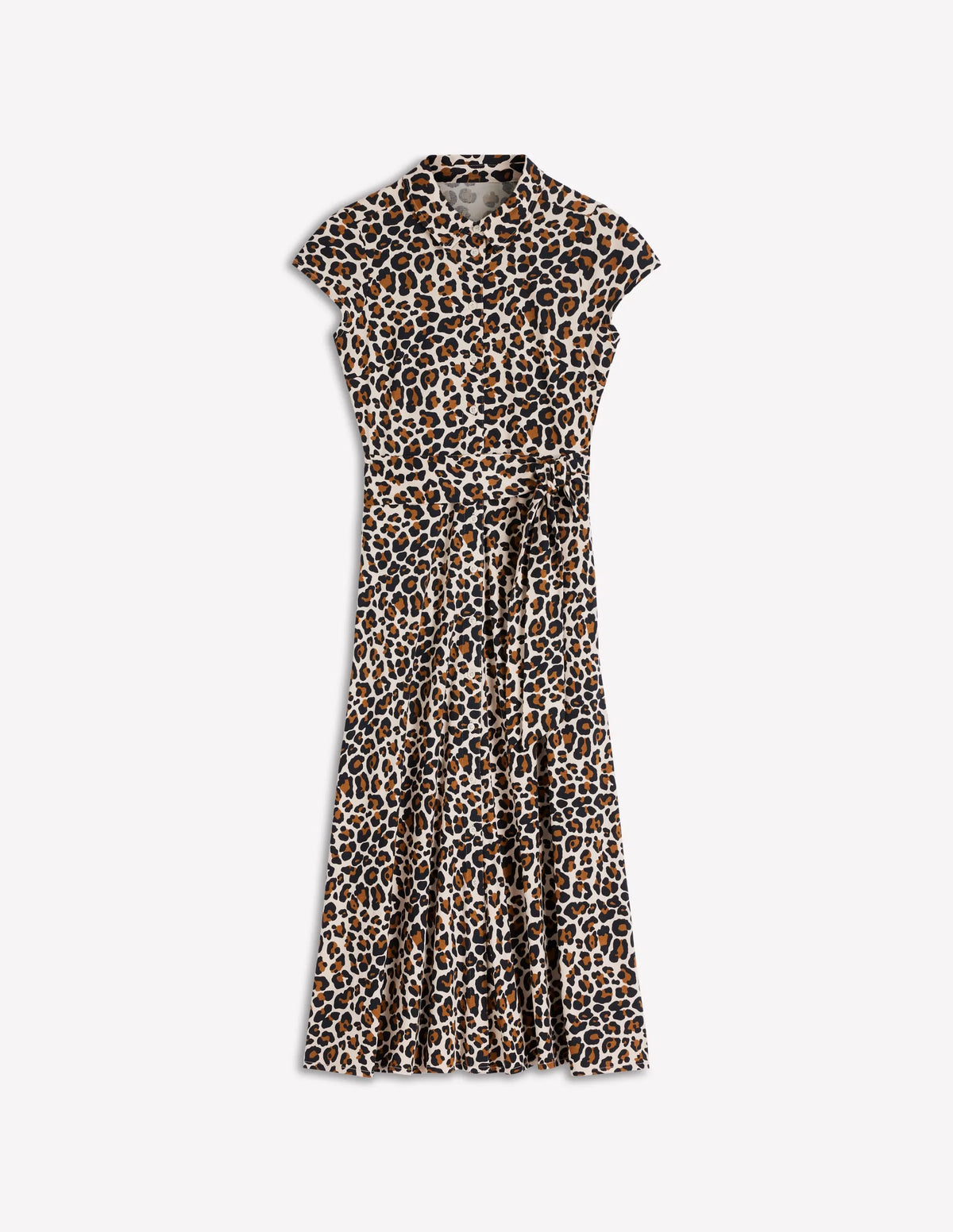 Marcia Jersey Shirt Dress-Almond Milk, Cheetah Pop