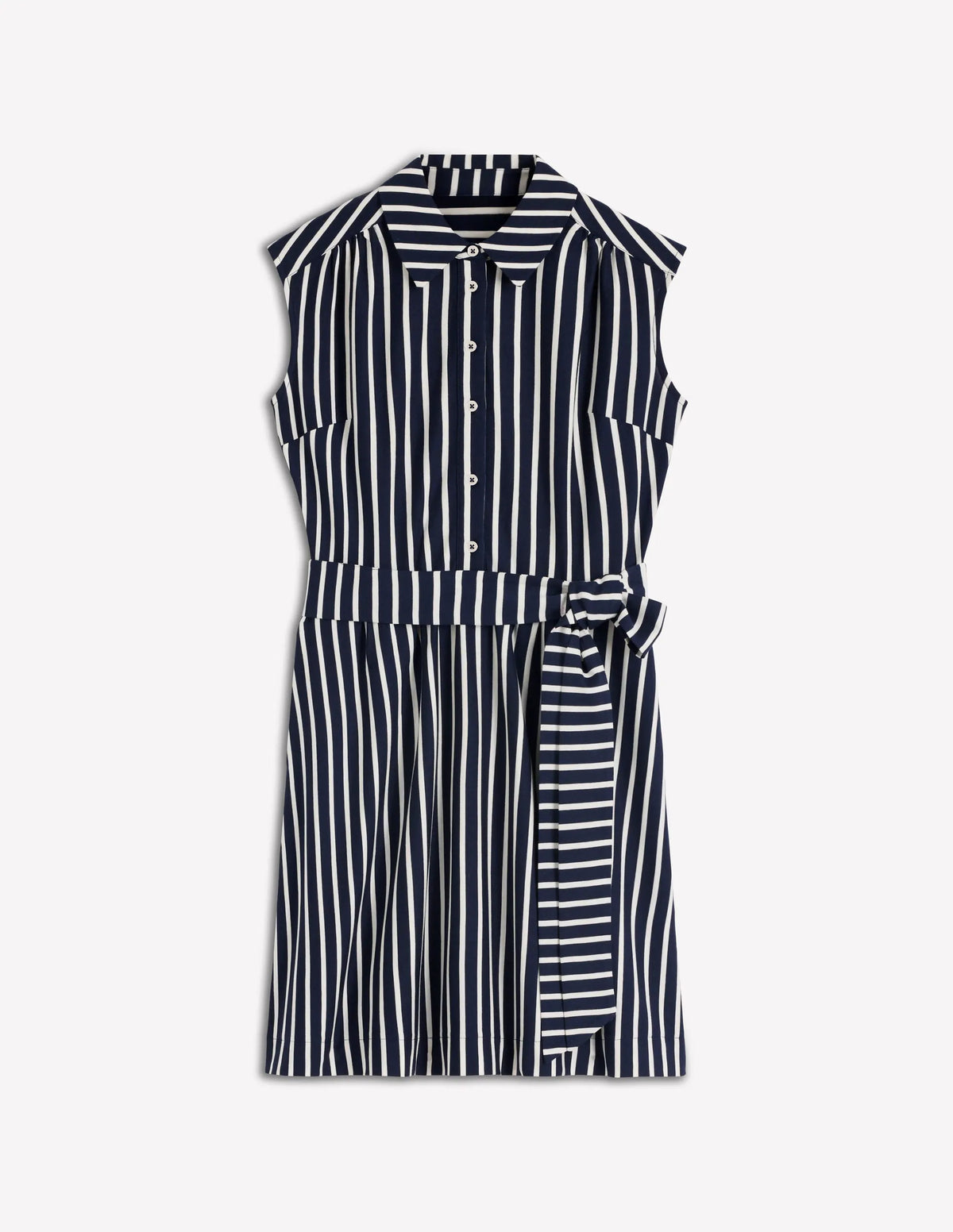 Honor Short Jersey Shirt Dress-Navy and White Stripe