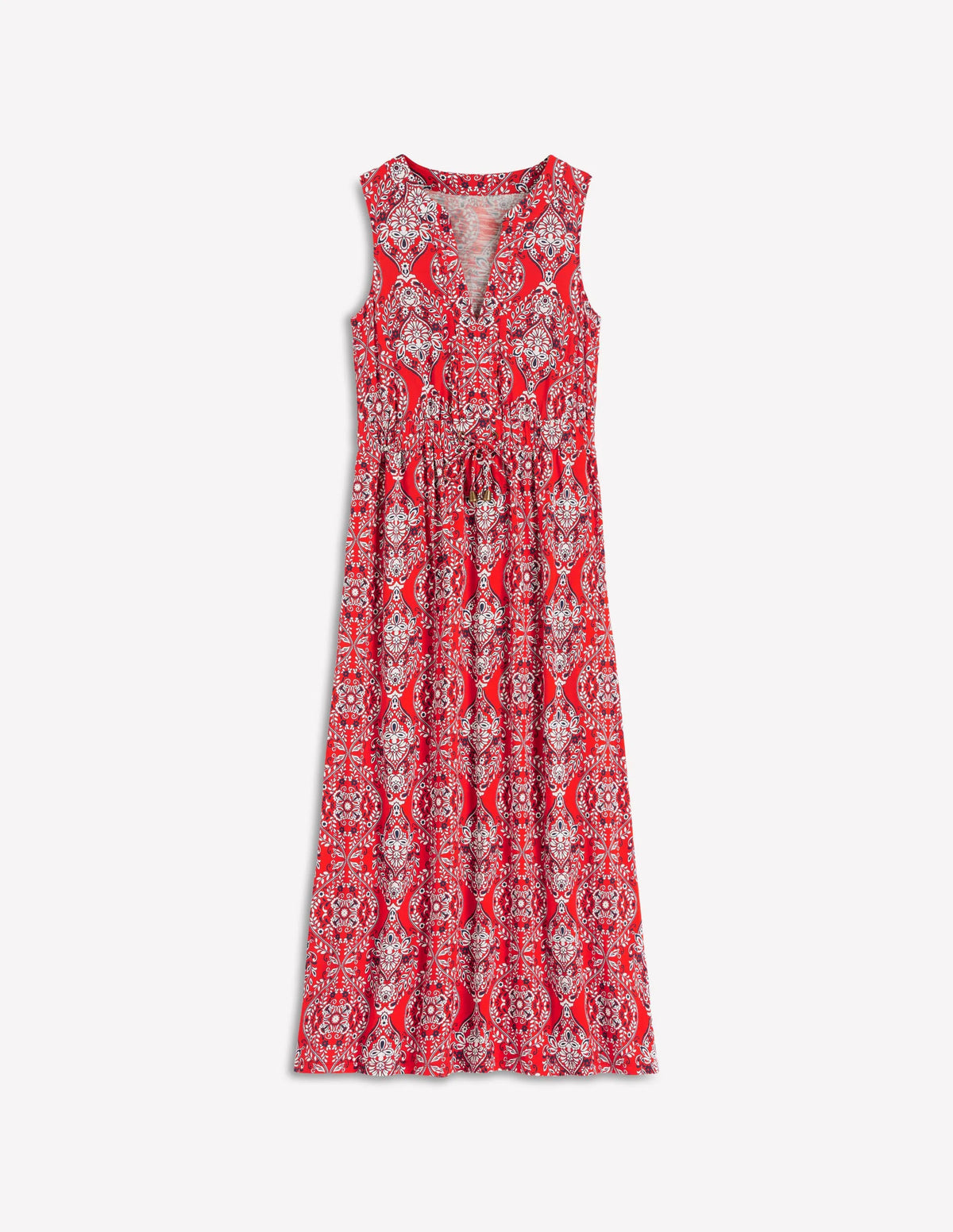 Delphine Midi Sleeveless Dress-Blood Orange, Gardenia