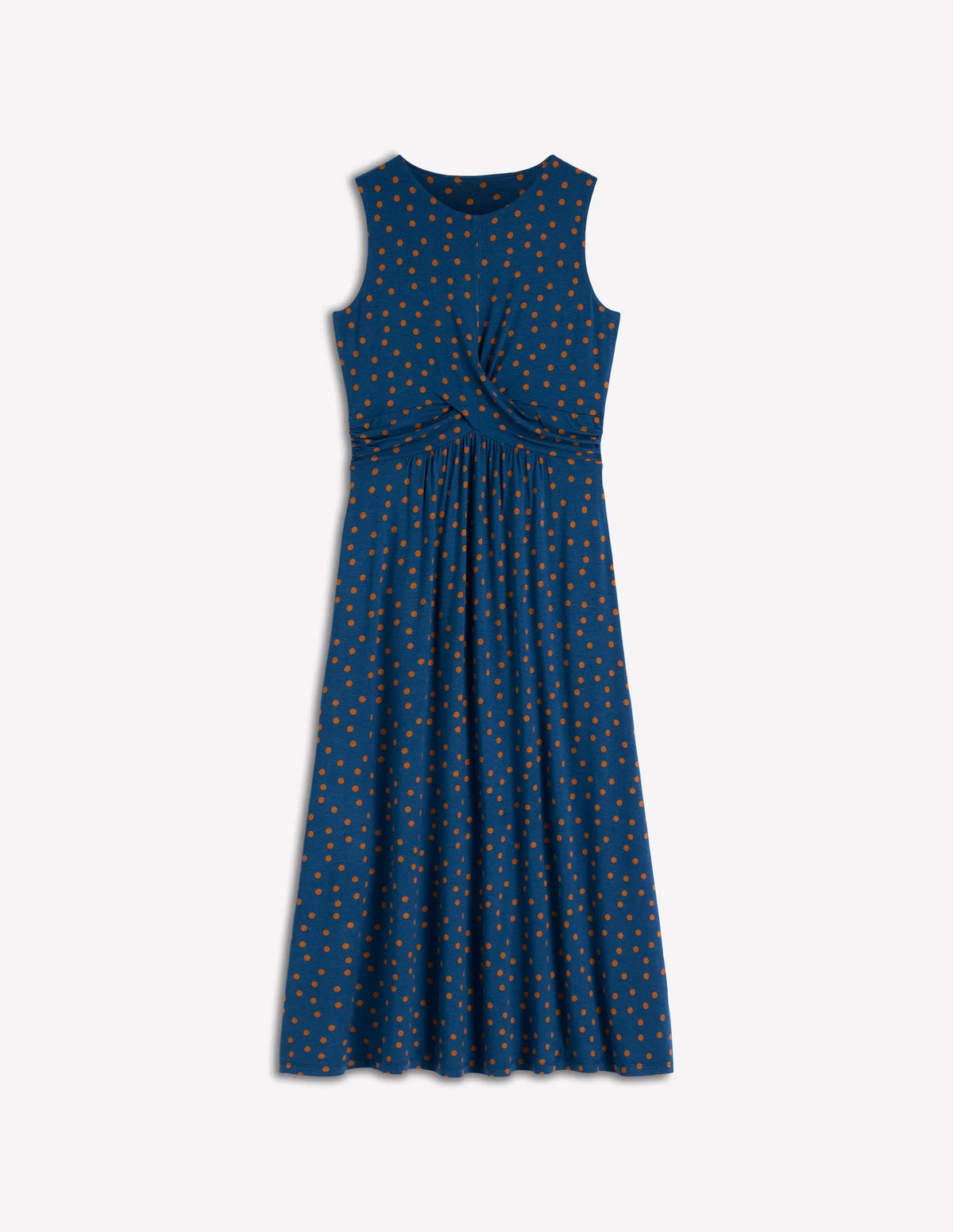Zara Cross Waist Jersey Dress-Tourmaline Blue, Painted Dot