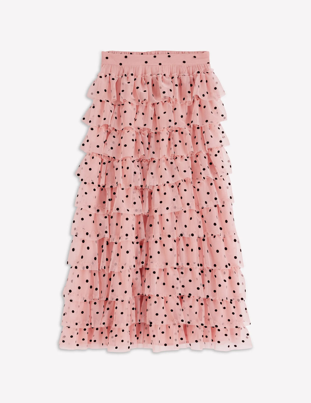 Tulle Tiered Skirt-Pink Painted Dot