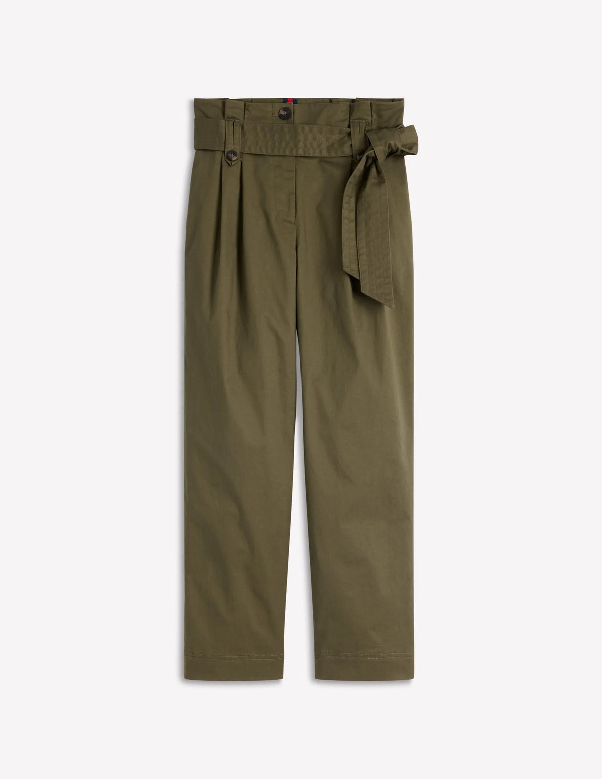 Paperbag Waist Trousers-Woodland Green