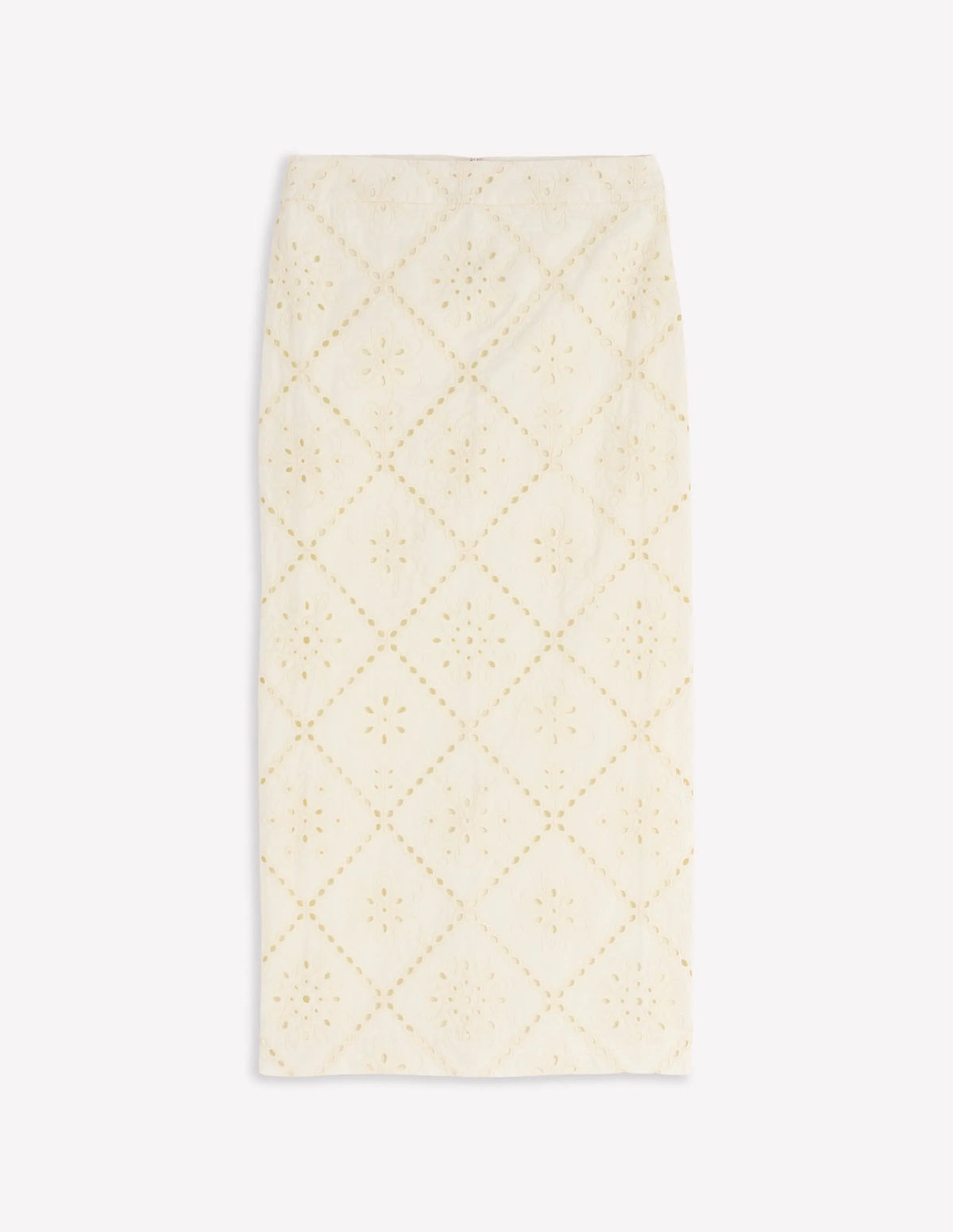 Textured Column Skirt-Ivory Broderie