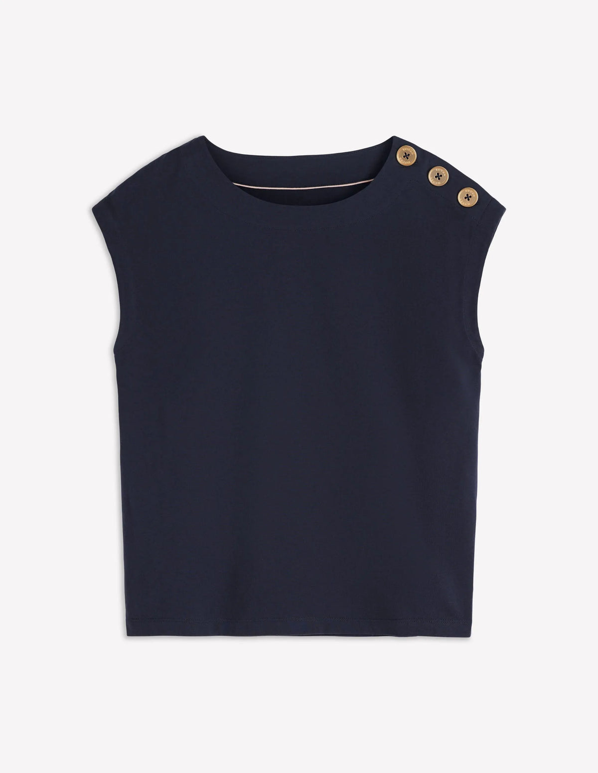 Button Detail T-Shirt-Navy