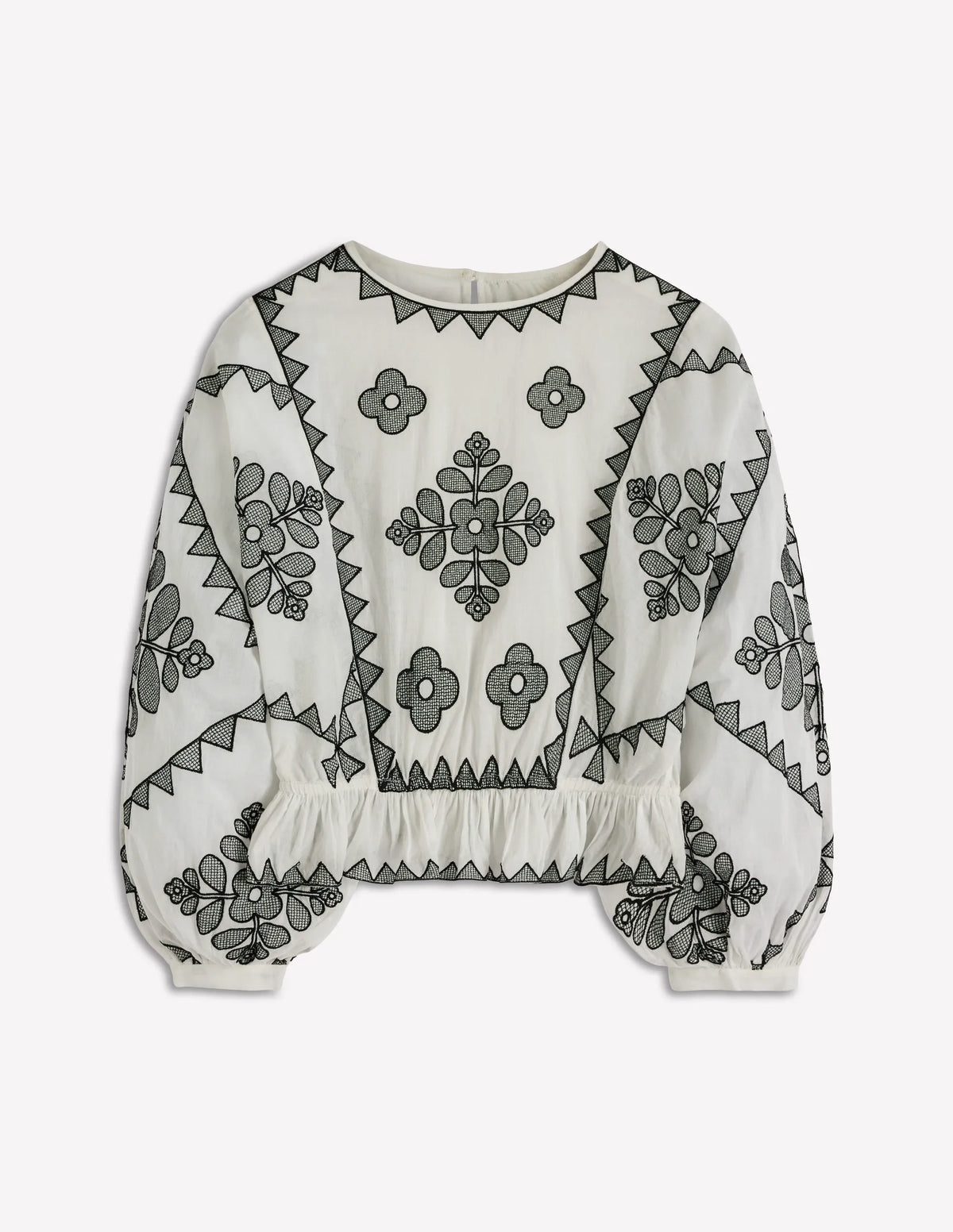 Embroidered Vacation Top-Ivory