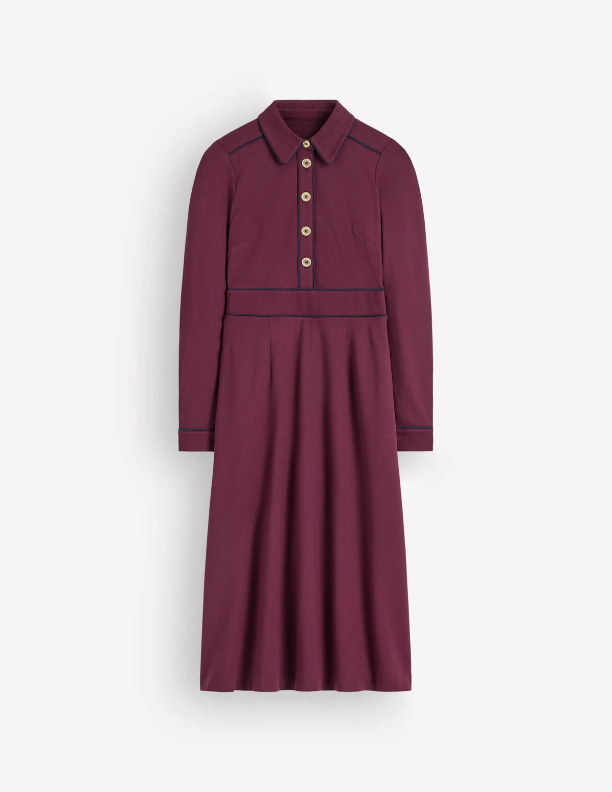 Etta Piping Detail Ponte Dress-Dark Cherry, Navy